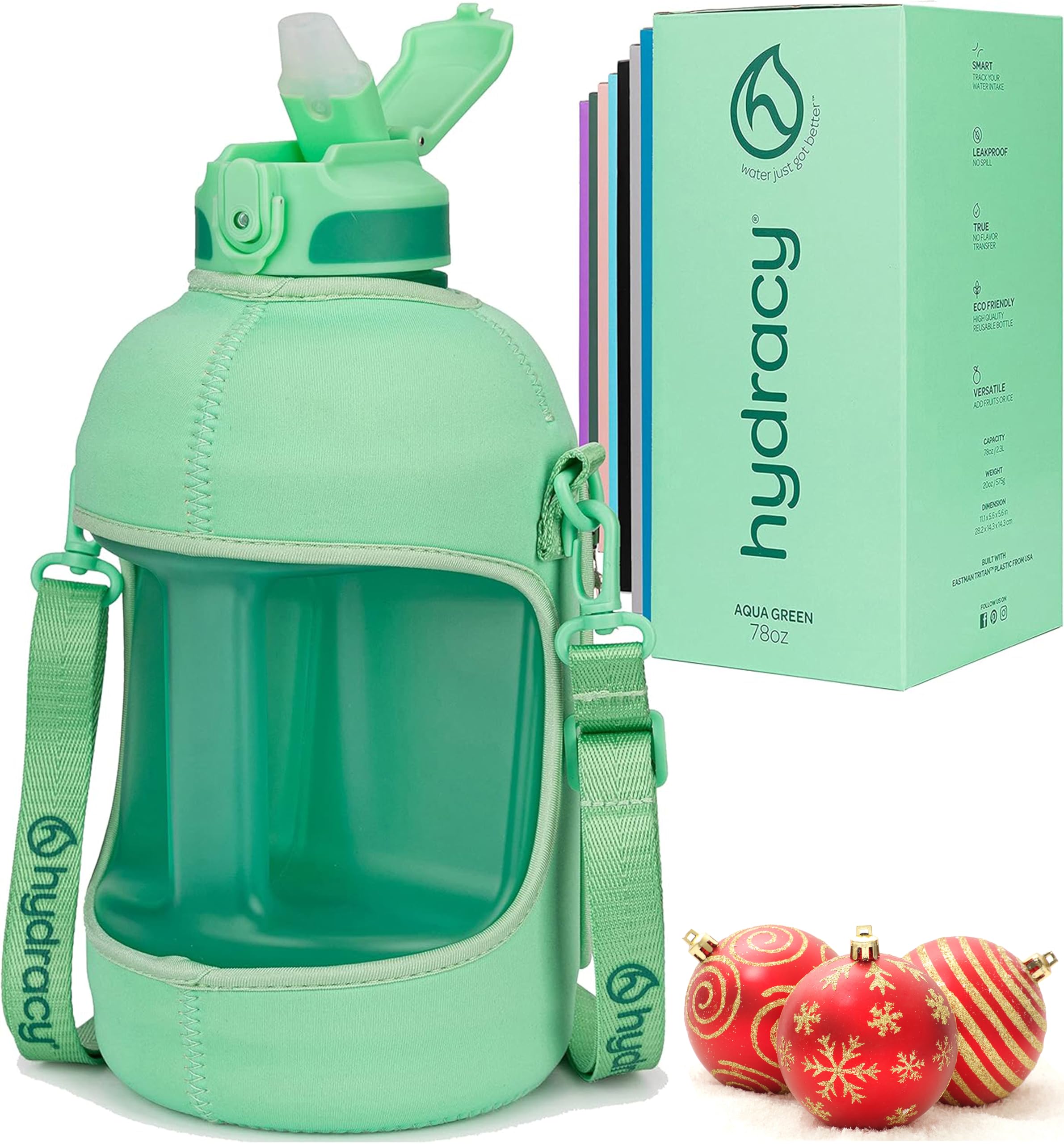 Hydracy Water Bottle with Time Marker -Large BPA Free Water Bottle & No Sweat Sleeve -Leak Proof Gym Bottle with Fruit Infuser Strainer & Times to Drink -Ideal for Fitness Sports & Outdoors