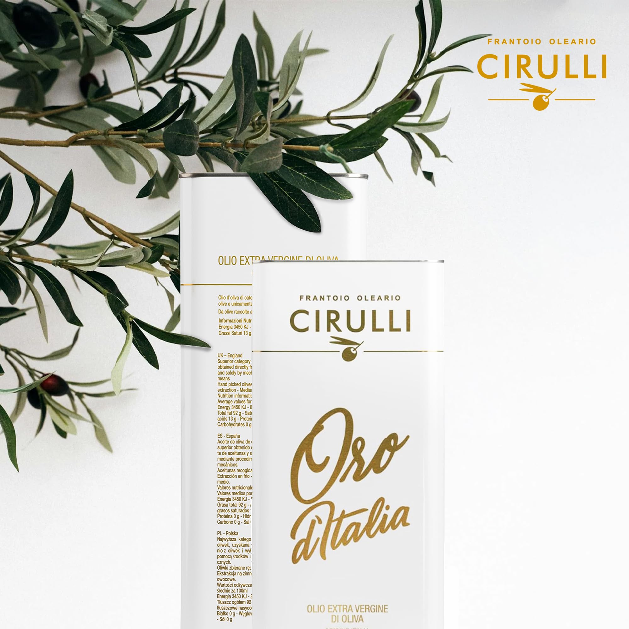 Cirulli Olio Extravergine di Oliva 100% Italiano - Lattina da 3L - Olio EVO Premium - Olio Extravergine dalle Radici Antiche - Raccolto Precoce - Raccolto a Mano - Ricco di Polifenoli - Aroma Fruttato