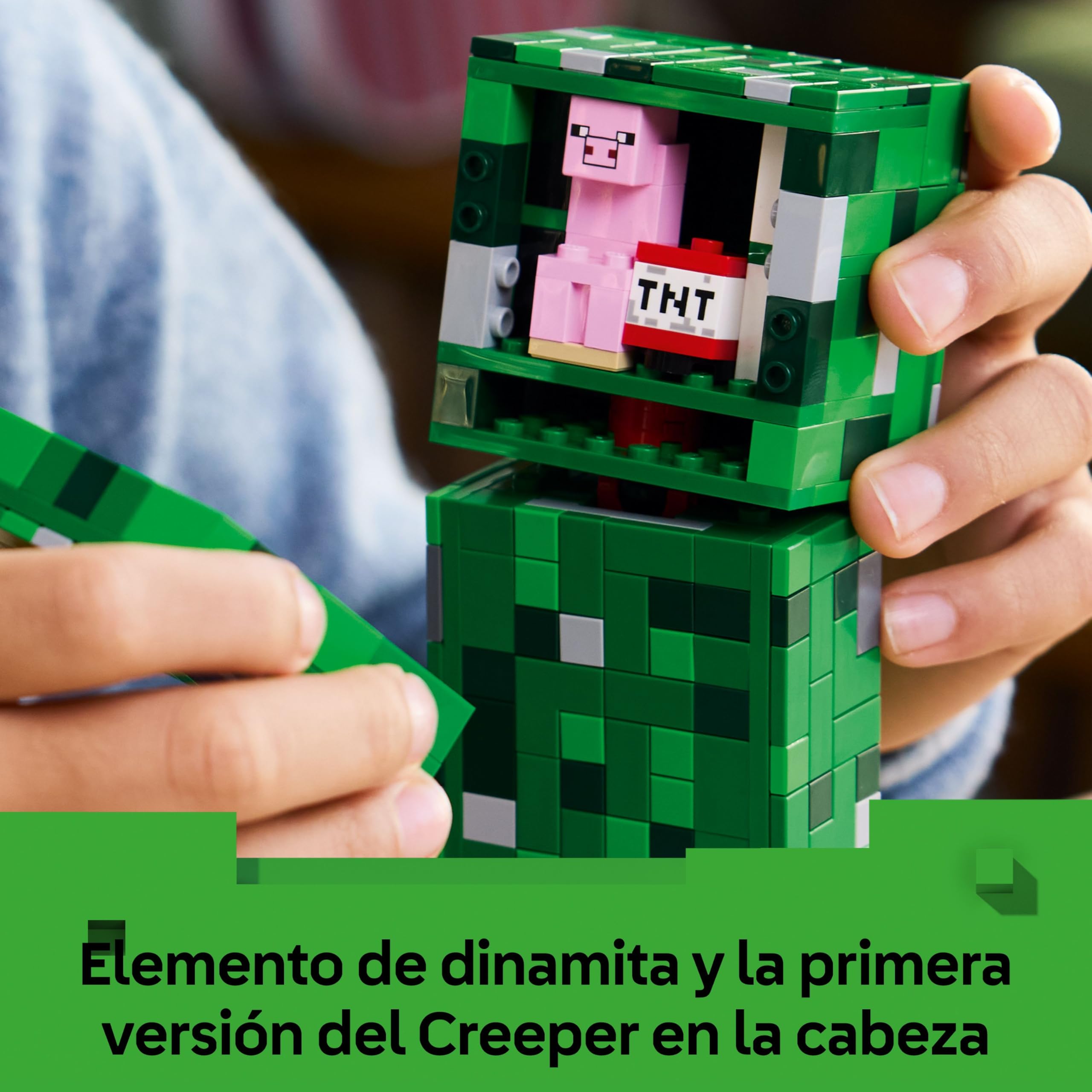 LEGO Minecraft El Creeper - Figura Articulada con Compartimento Oculto, Cerdo y Dinamita - Regalo Gamer para Niños, Niñas y Adolescentes de 10+ Años - Decoración Gaming Room 21276