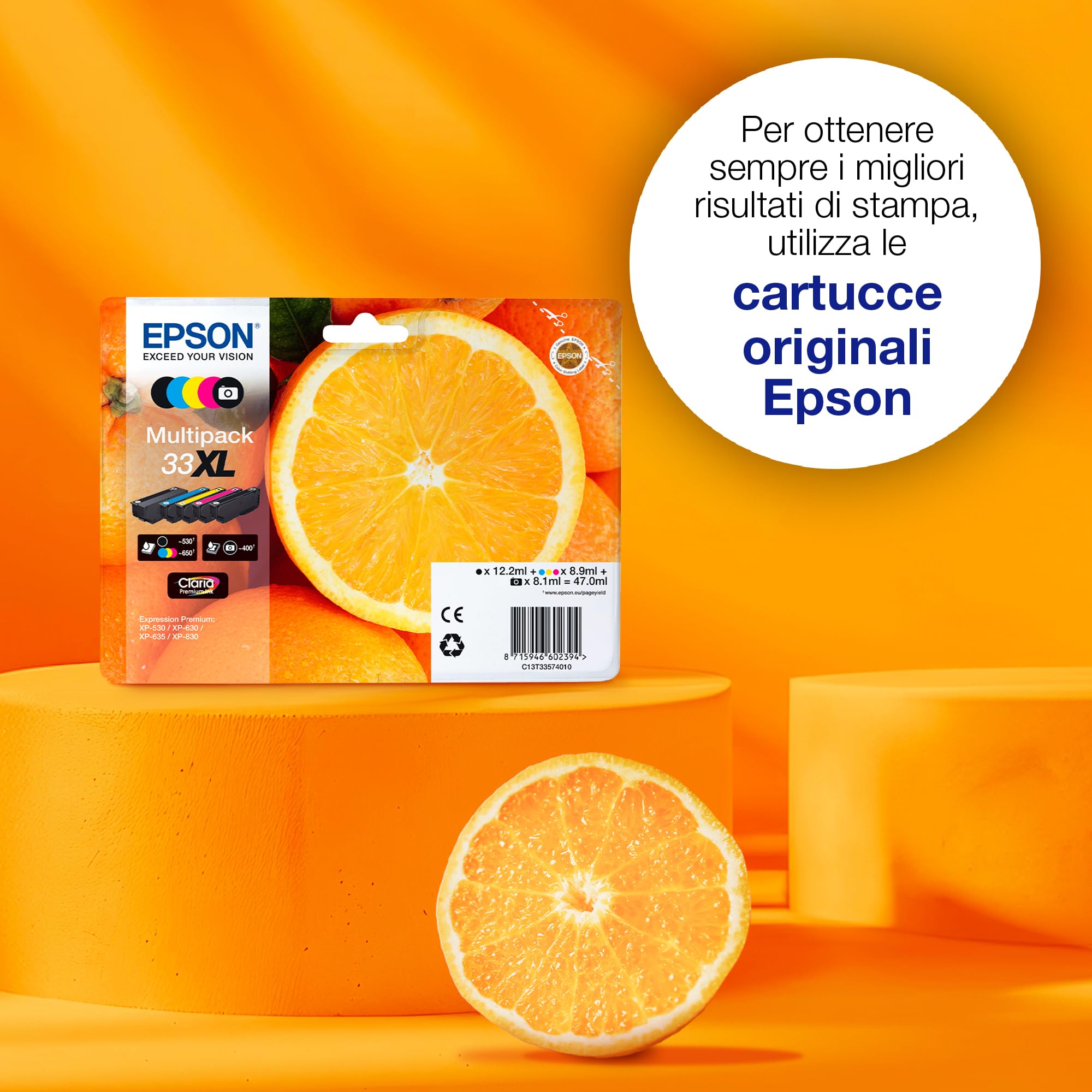 Epson 33 Serie Arancia Cartuccia Originale, Multipack, Standard, 5 Colori, Imballaggio standard