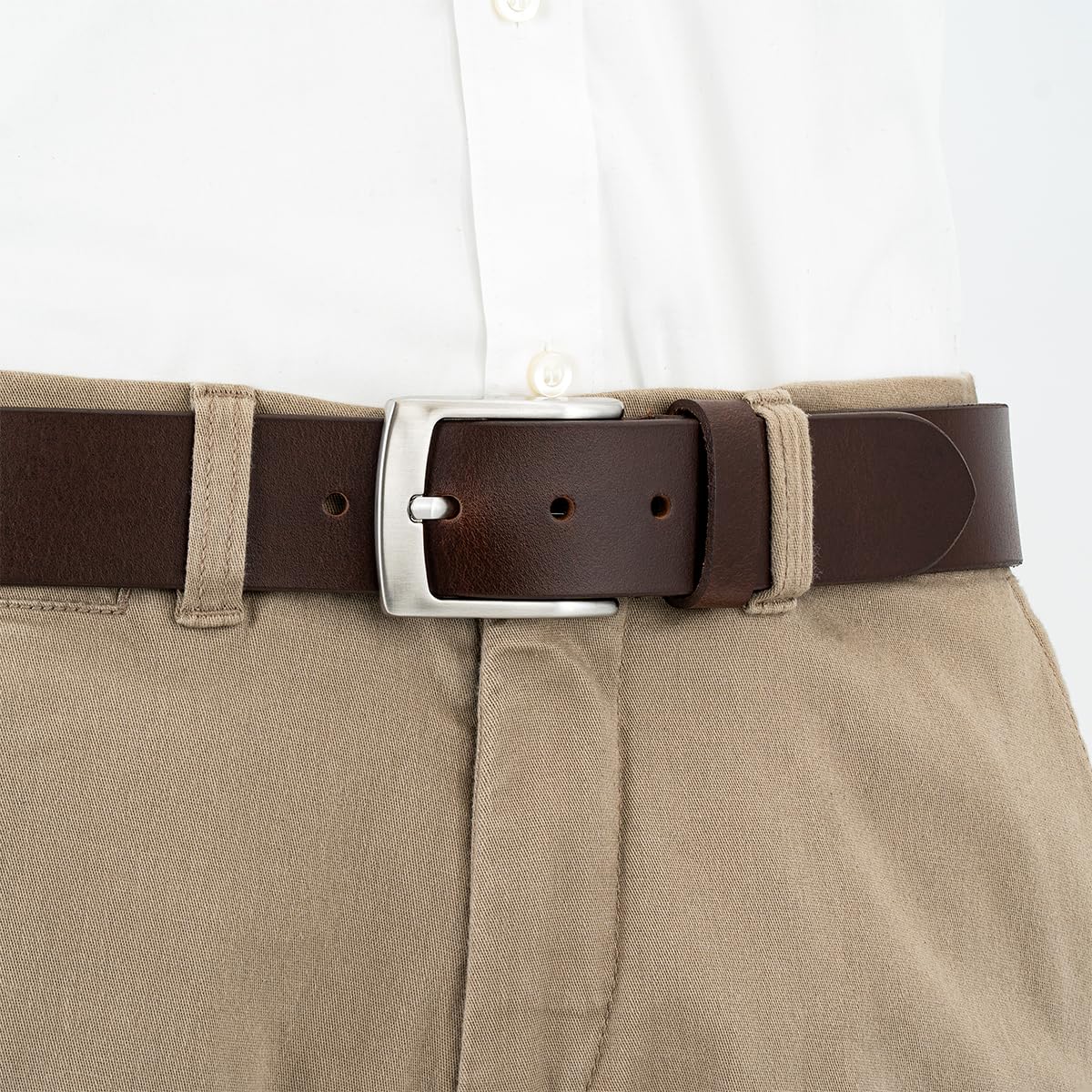 Lindenmann ceinture homme de cuir de buffle, 40 mm large et 3,8 mm fort, ajustable, ceinture, ceinture de cuir, ceinture pour jeans, XL, noir/marron foncé