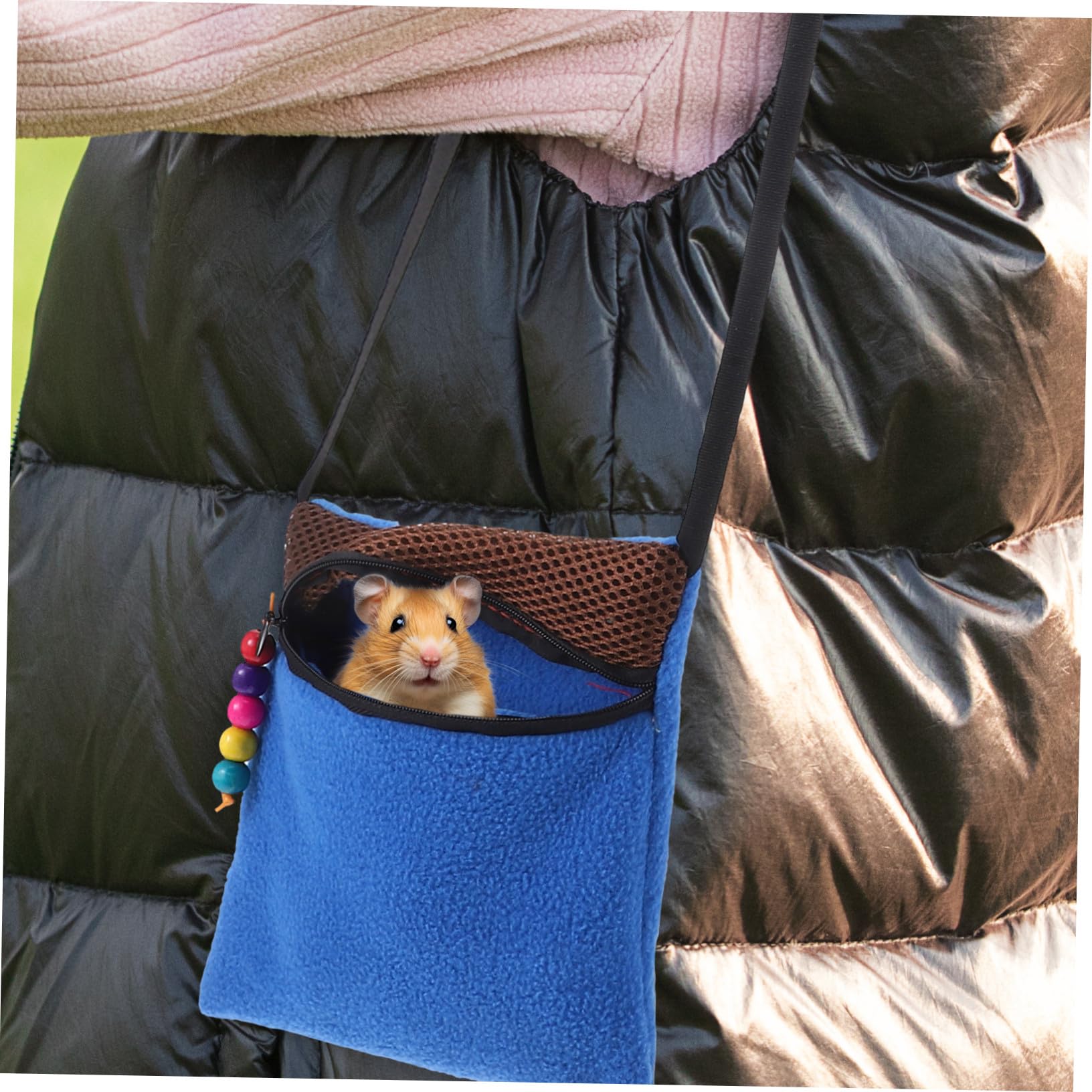 Bolsa Portátil para Transportar Pequeños Roedores y Petauros Saco de Dormir Transpirable para Hámsteres y Otros Animales Pequeños Bolsa Cómoda y Segura con Interior para