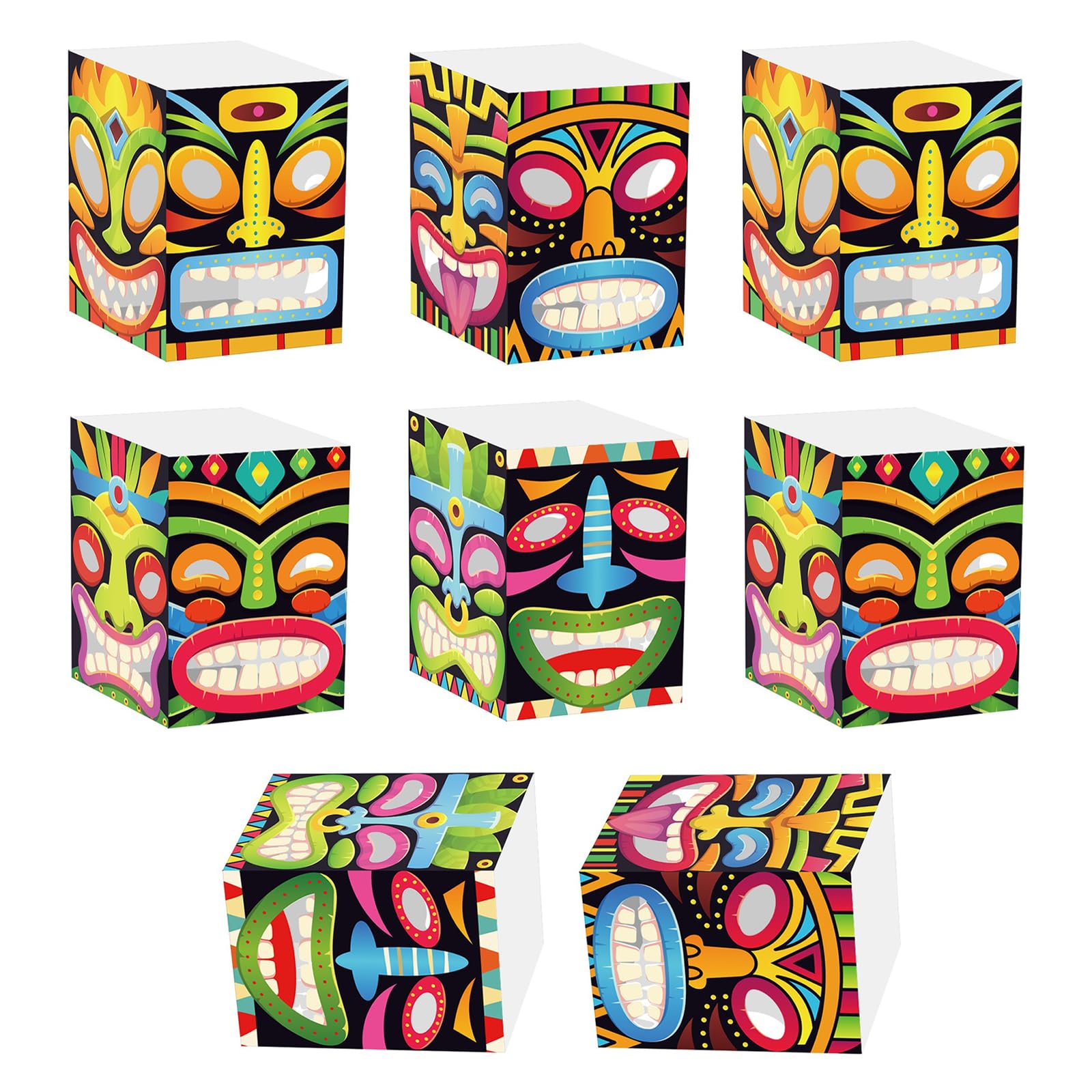 Tsophreniq 4/8/12Pcs Hawaiian Party Totems Box Decorations User Friendly White Cardboards for Equatorial Themed Event Themed Party Table Decors