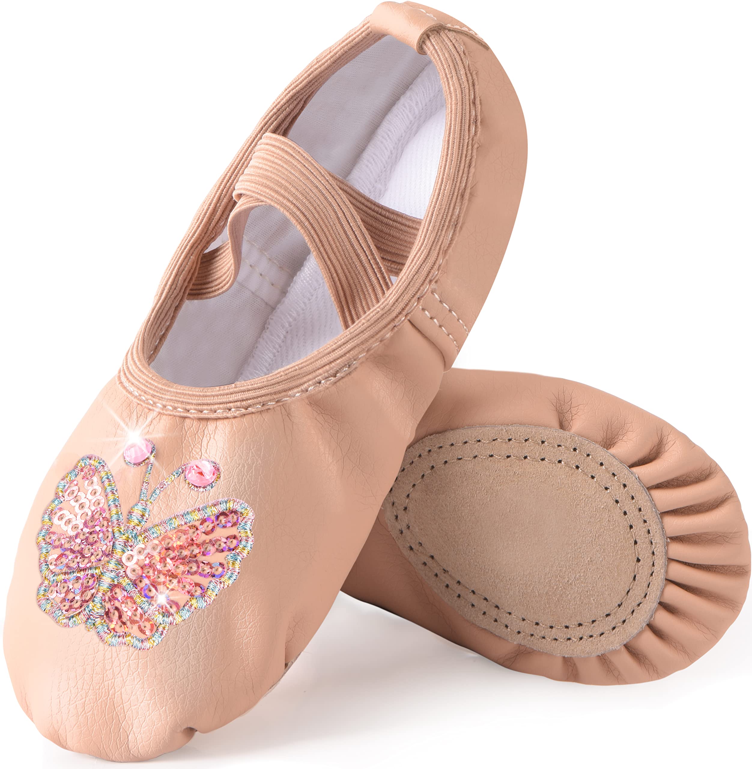 Mulnall Mädchen Ballettschuhe Kinder Ballettschläppchen Schuhe Yoga Tanzschuhe für Tanz Praxis Split-Sohle No-Tie (Kleinkind/kleines Kind/großes Kind)