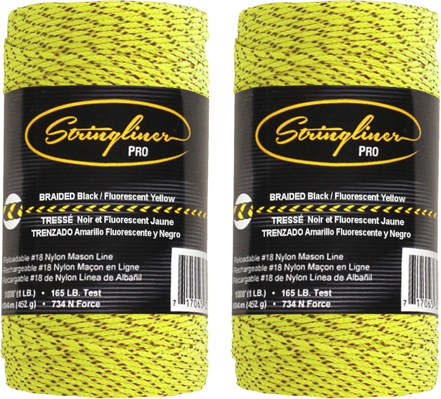 35795 Bonded Mason’s Line Replacement Rolls – 1 Lb. #27 Construction Replacement Roll Braided Black/FL Yellow 640'. (2 Pack)