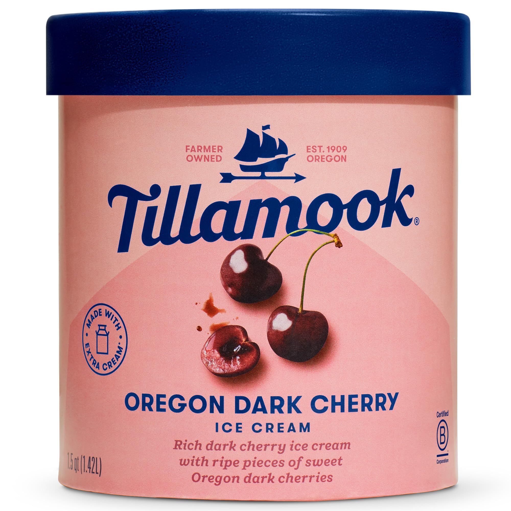 Tillamook Oregon Dark Cherry Ice Cream, 48oz