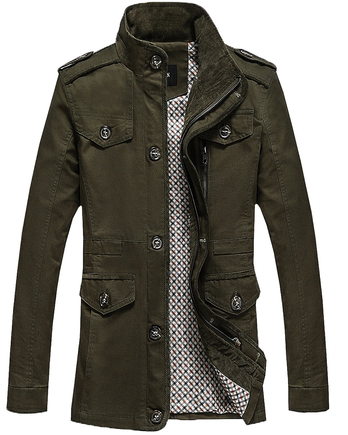 Lende Men's Lightweight Casual Field Jacket Stand Collar Coat Outerwear FBA