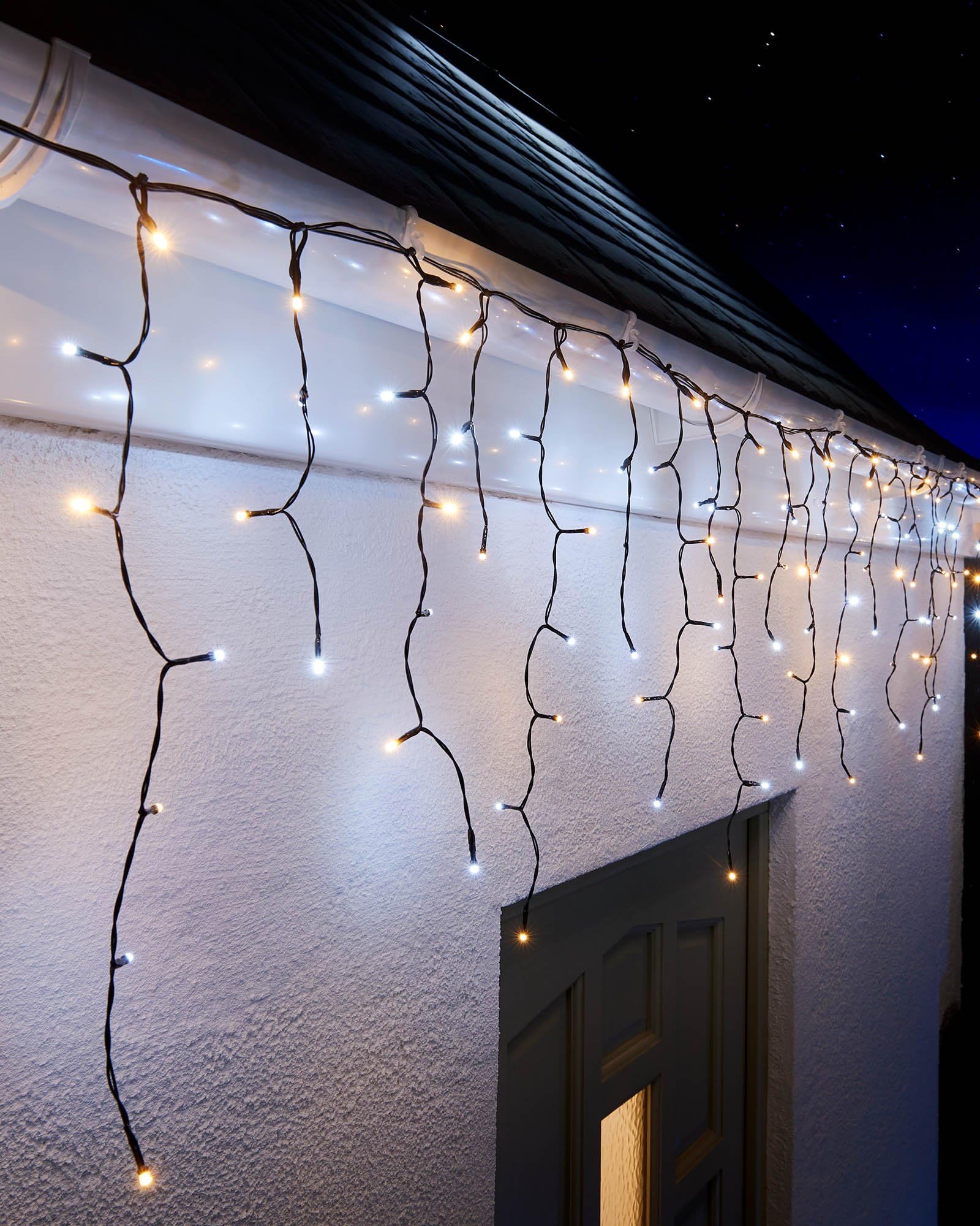 WeRChristmas LED Icicle Lights, Black Cable