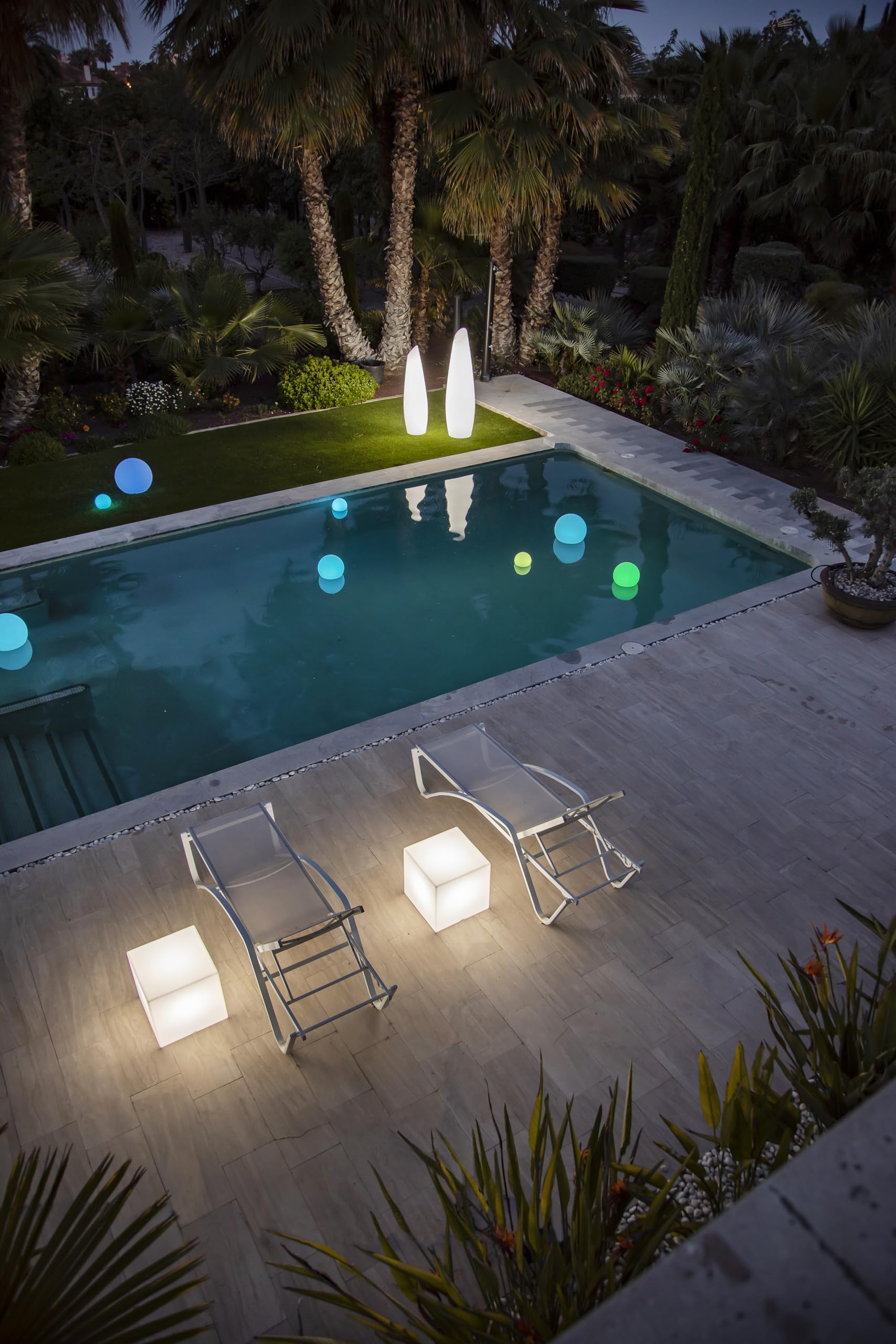 Buly - Bola de luz exterior (50 cm, carga solar y batería recargable)