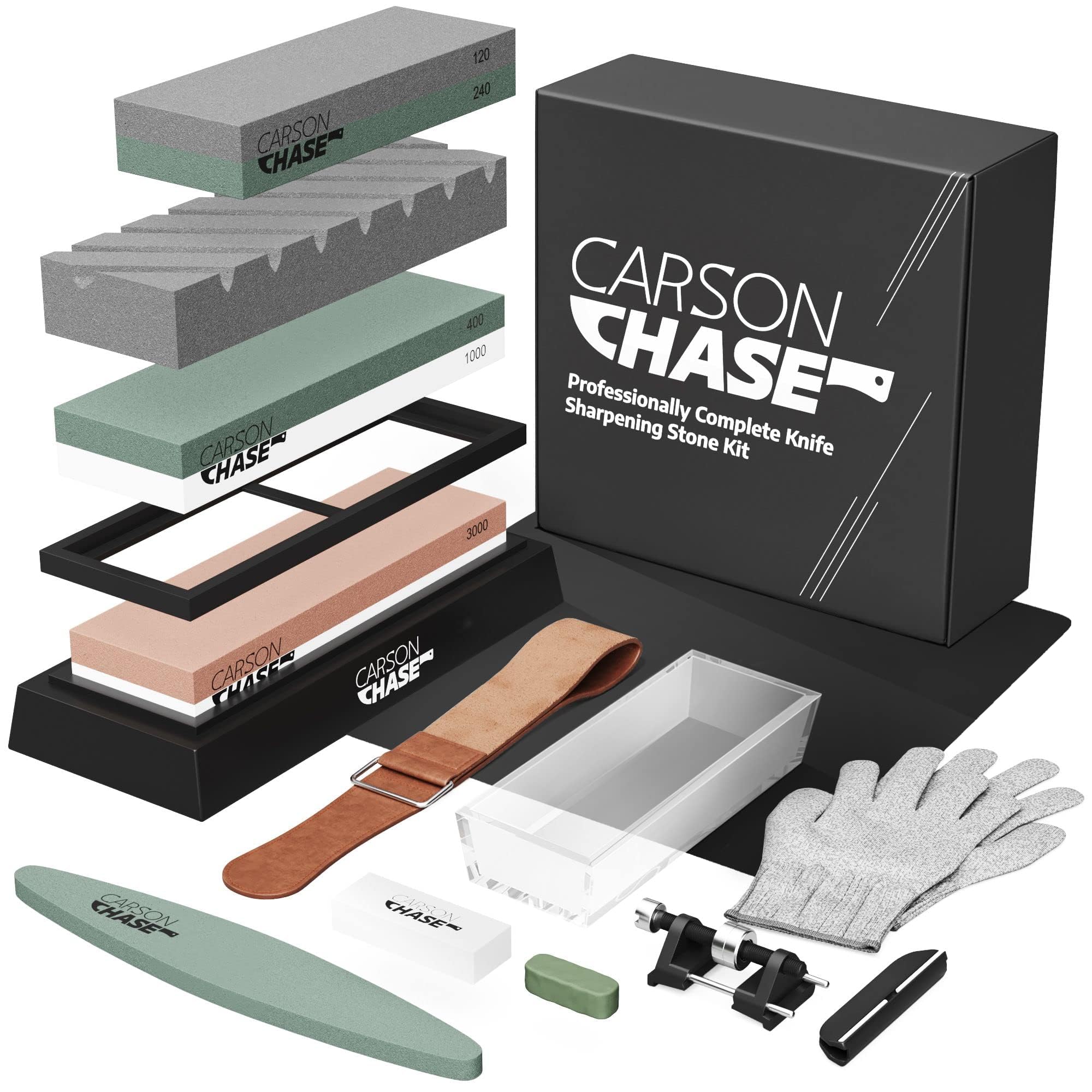 CarsonChase 15-Piece Knife Sharpening Stone Kit