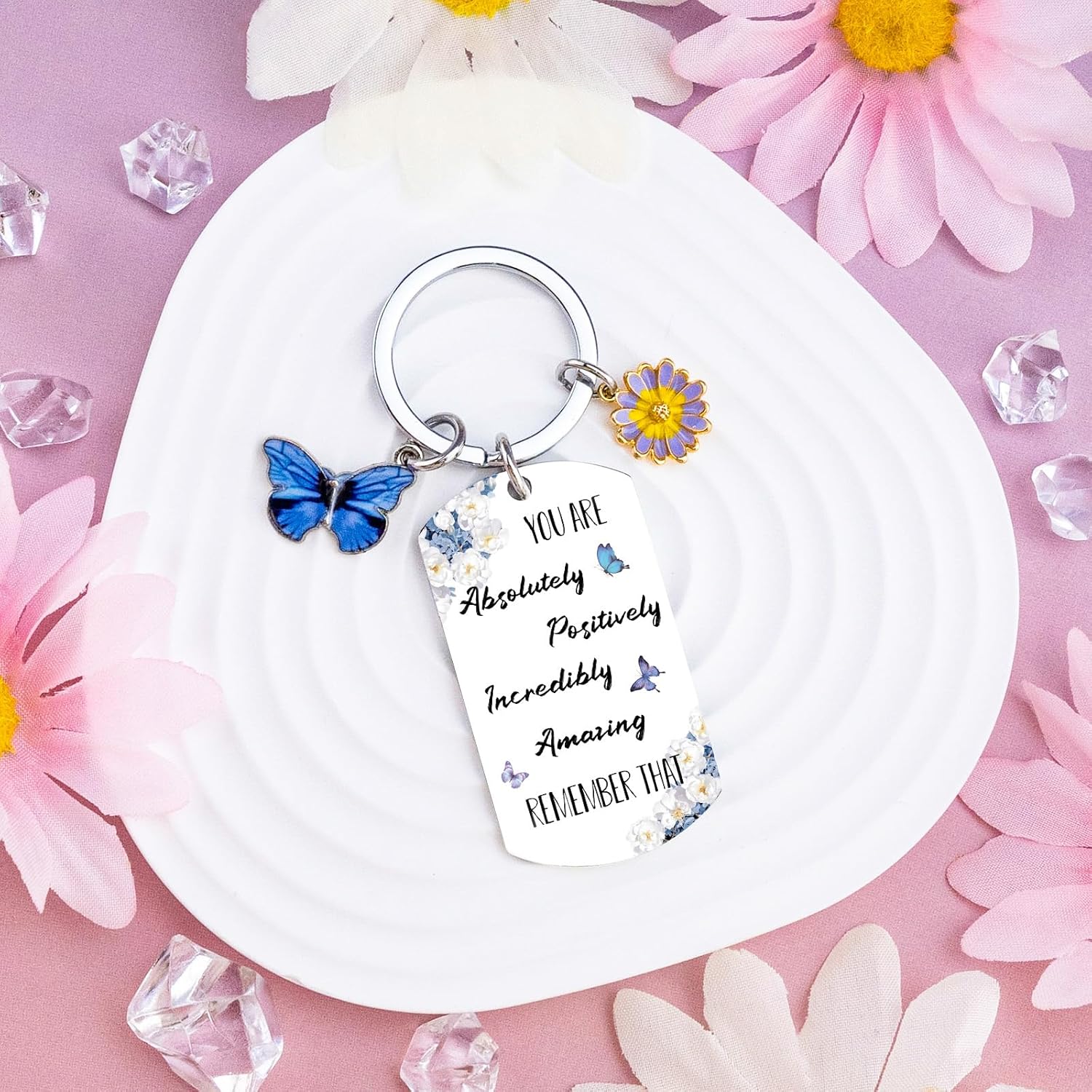 Inspirational Keychains for Women Butterfly Gifts for Women Easter Gift for Teen Girls Teenage Girls Gifts Ideas Blue Butterfly Keychain - Image 3