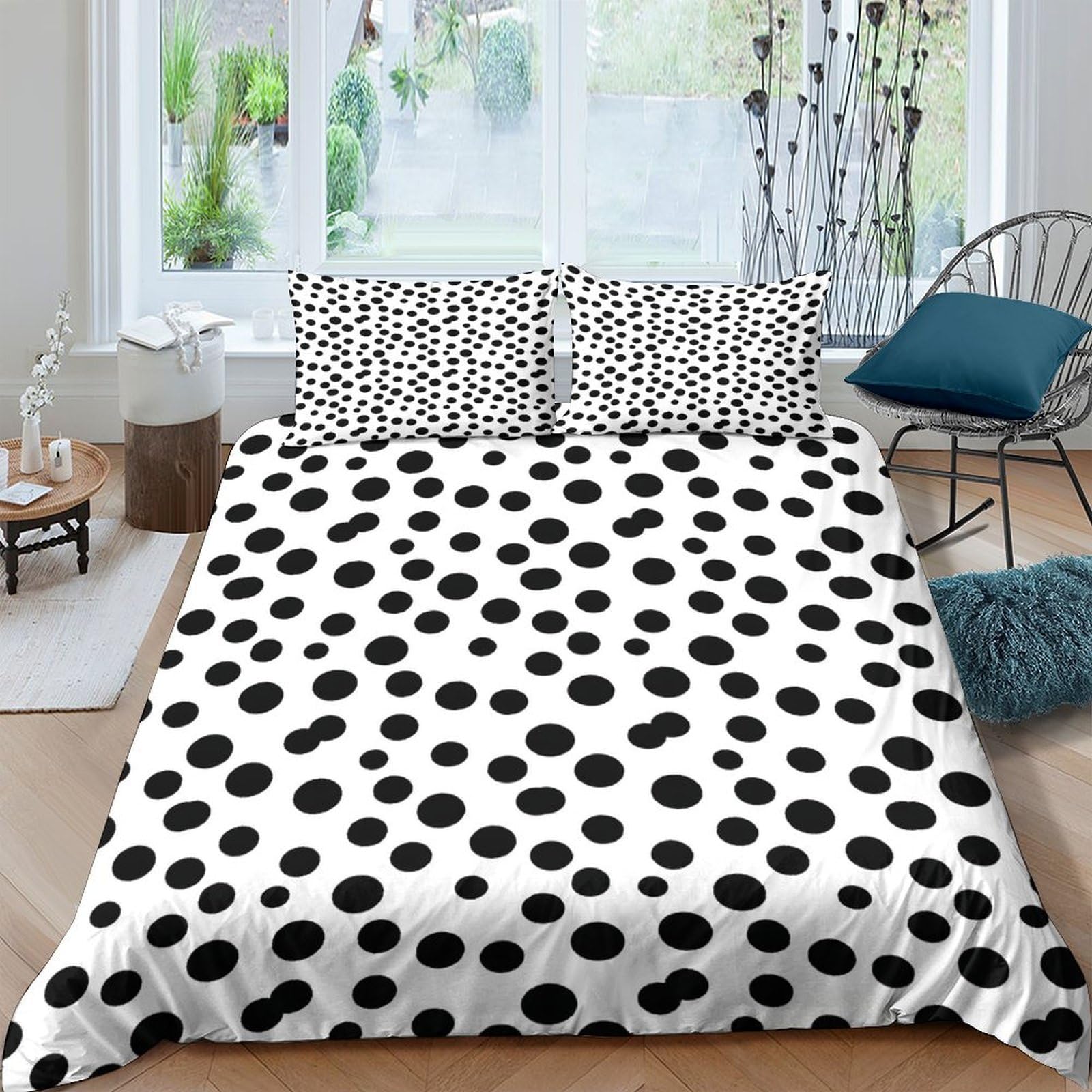 Ctjqhvkz Style-4 3D Printed Polka Dot Fitted Sheet Microfiber Soft Black White Bedding Mattress Cover For Bedroom Dorm Use Single（135X200cm）