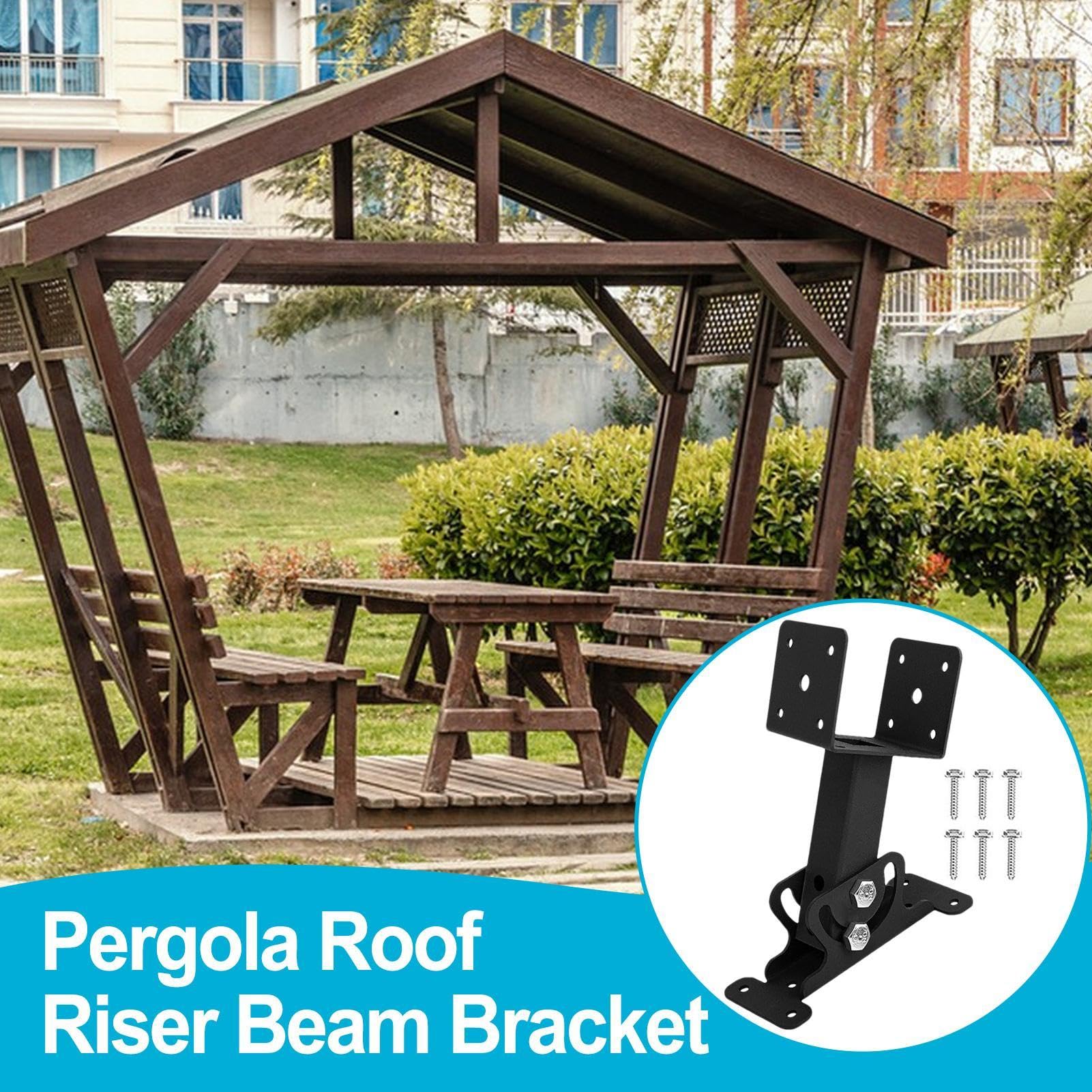 Pergola-Dacherhöhung Aus Metall – 3 Halterungen Für 8,9 Cm Pfosten, Verstellbar, Schwarz Pulverbeschichtet