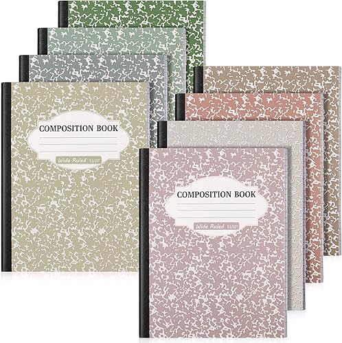 Colarr Paquete de 8 cuadernos de composición de 9.75 x 7.5 pulgadas de ancho, libros de composición de papel de mármol a rayas de varios colores disponible en Yaxa Colombia