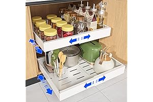 Pull Out Cabinet Organizer Expandable Slide Out Drawers No Screw Adjustable Roll Out Drawers