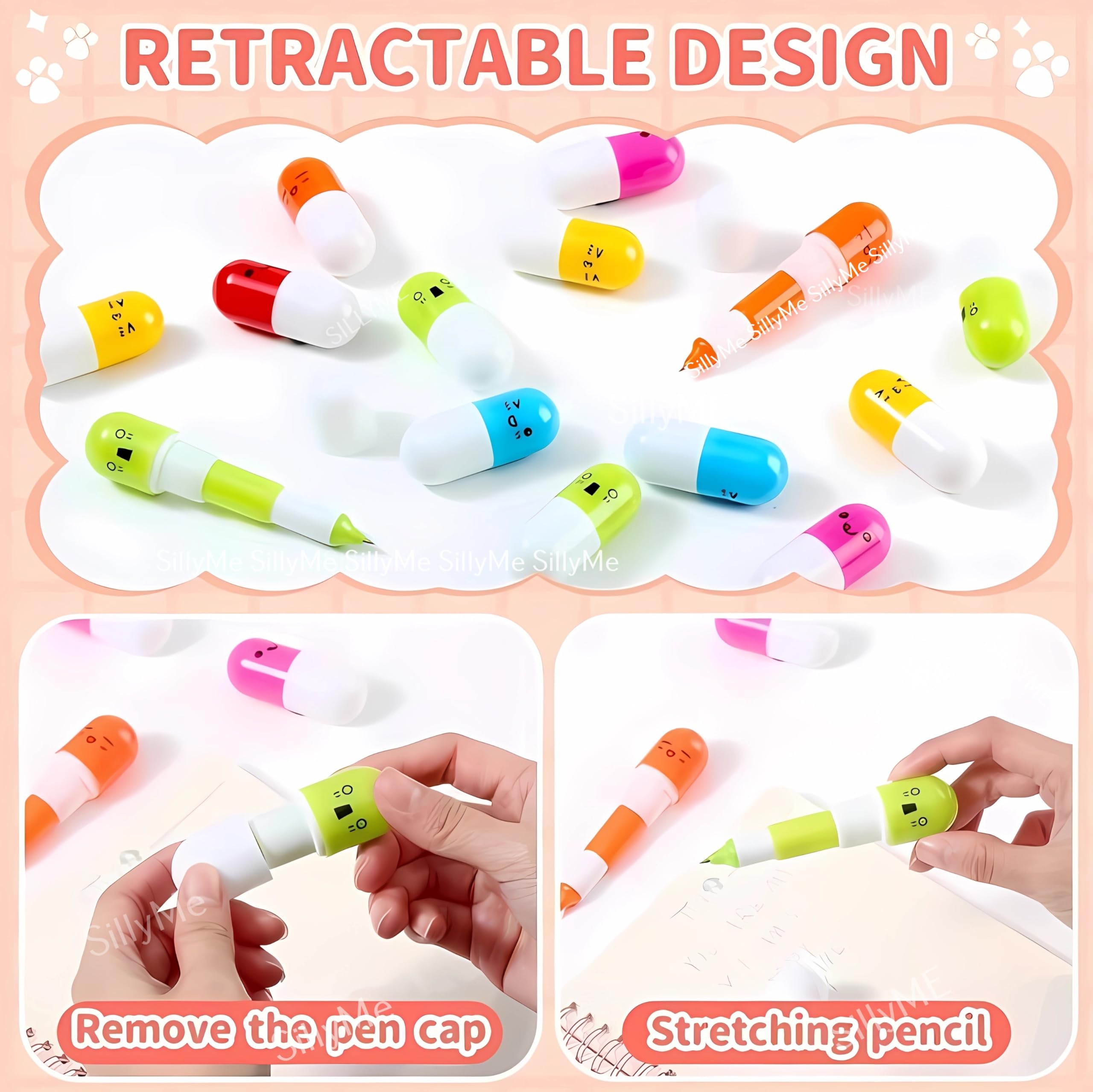 SILLYME 12Pc Retractable Capsule Pen - Ball Pen - Return Gifts Birthday Party For Kids - Best Birthday Return Gifts For Kids In Bulk - Return Gifts For Kids Age 3 4 5 6 7 8 12, Ink Blue 2