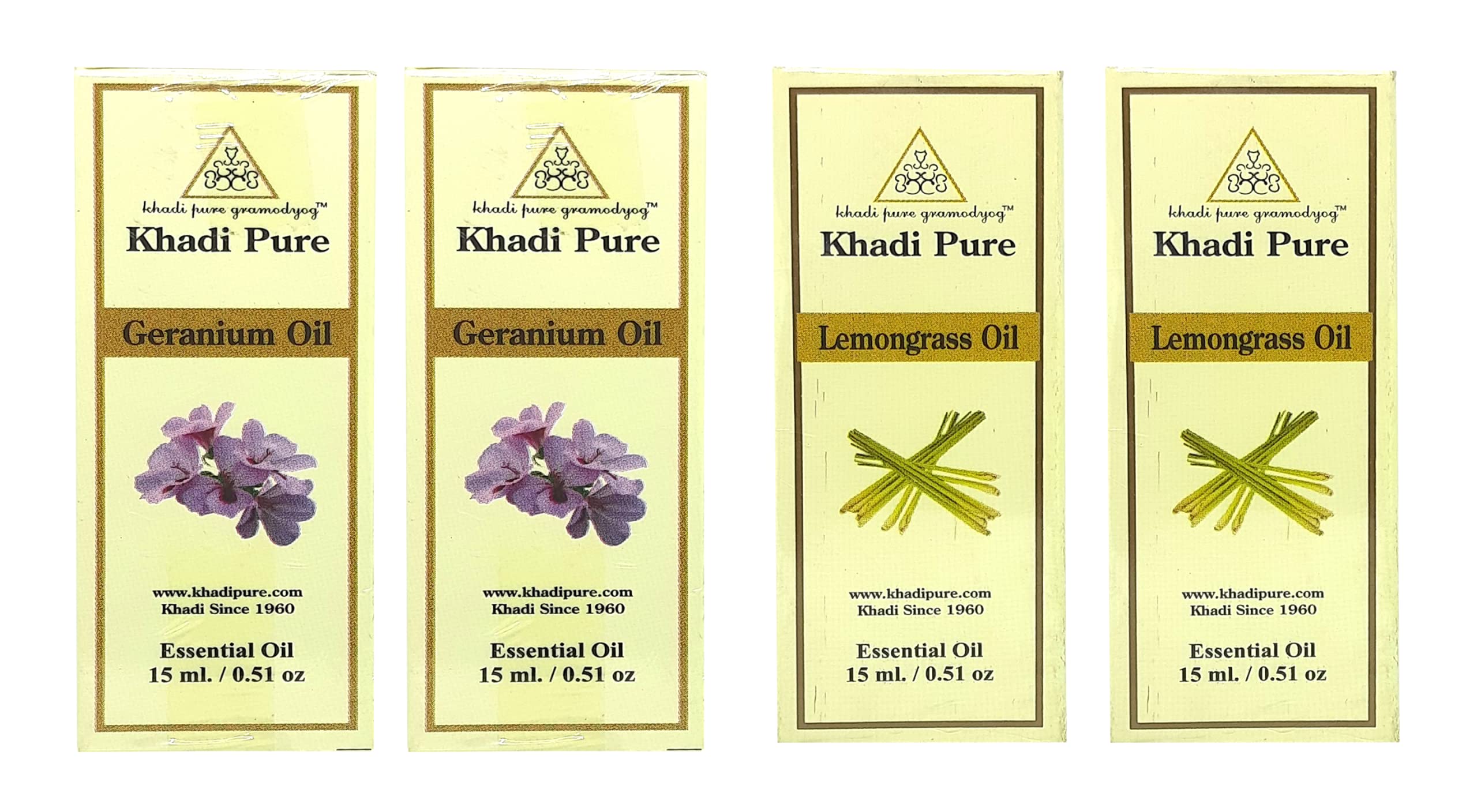 Khadi Pure Geranium & Lemon Grass Essential Oil, 15 Ml (Pack Of 4)-image-35