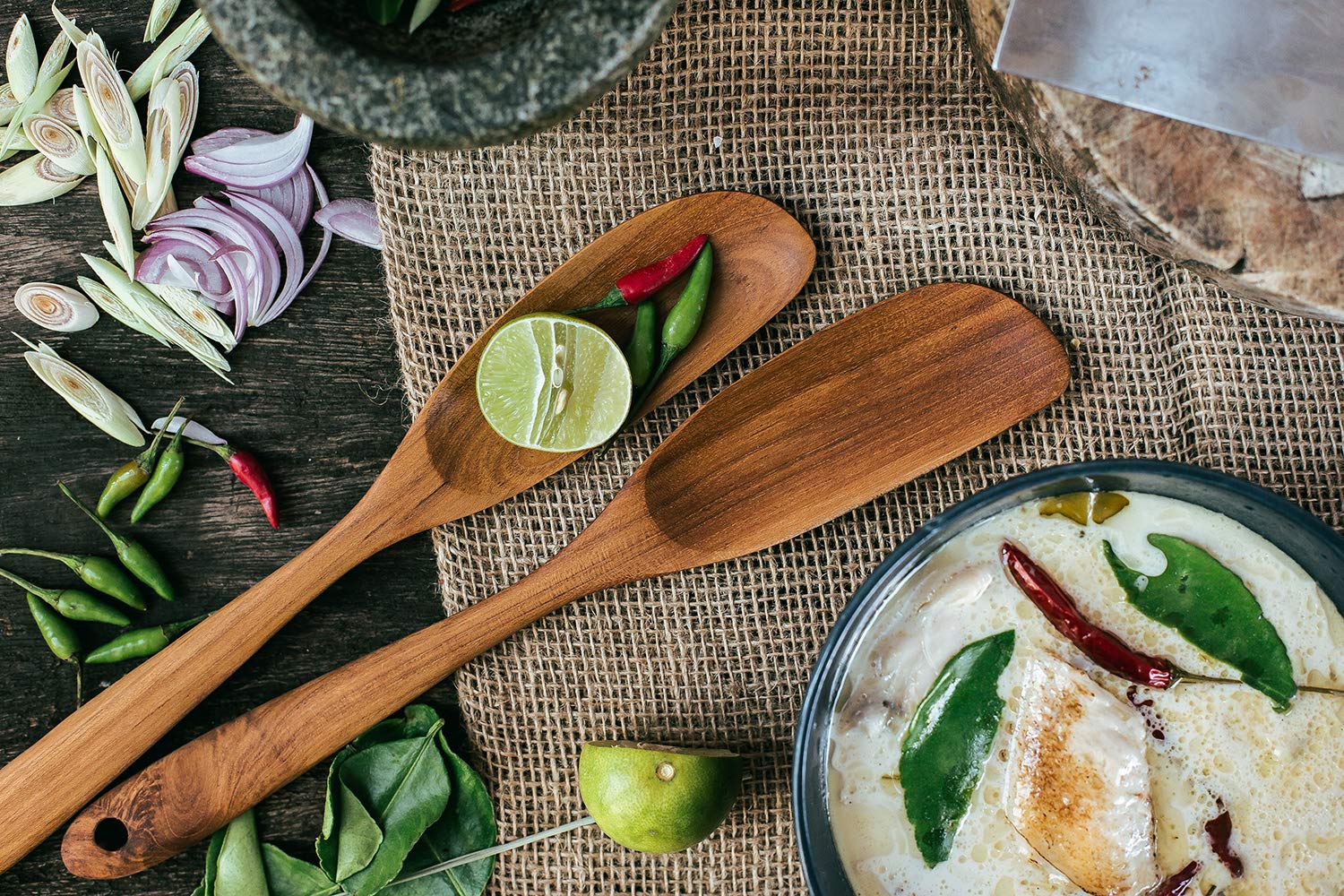 FAAY Jar Spoon, 12 "Tazón mixto Cucharas de madera para cocinar, Cuchara de madera de teca hecha a mano, Utensilios saludables, Apto para cualquier tipo de utensilios de cocina