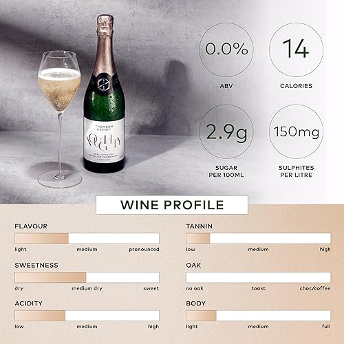 Miniatura 11 de Thomson & Scott Noughty - Paquete de muestras de vino, 1 rosa espumoso + 1 chardonnay espumoso + 1 vino tinto, sin alcohol, dulzura media, orgánico