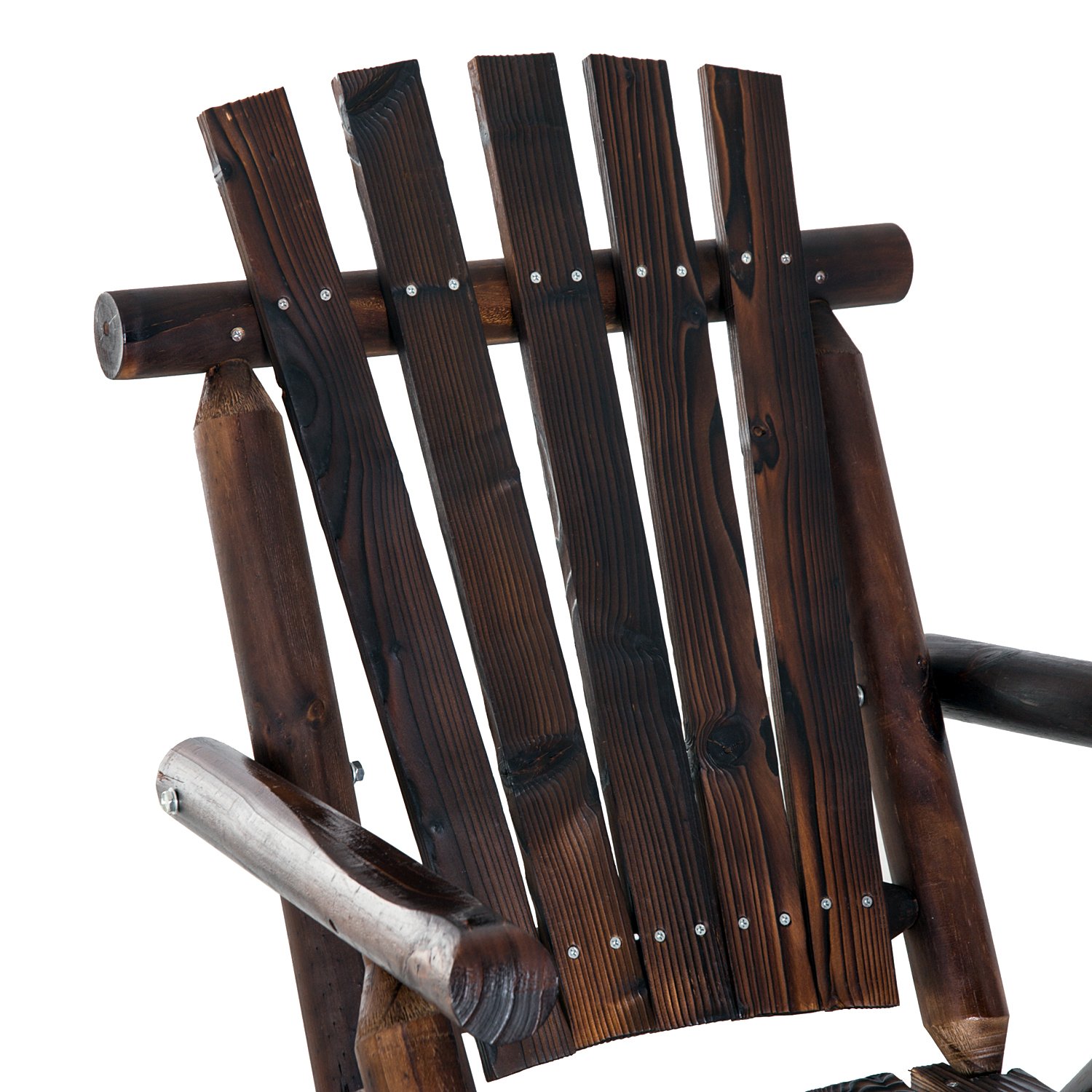 Outsunny Schaukelstuhl mit Armlehne, Wetterfest, Massivholz Verkohlt, 97 x 69 x 93cm