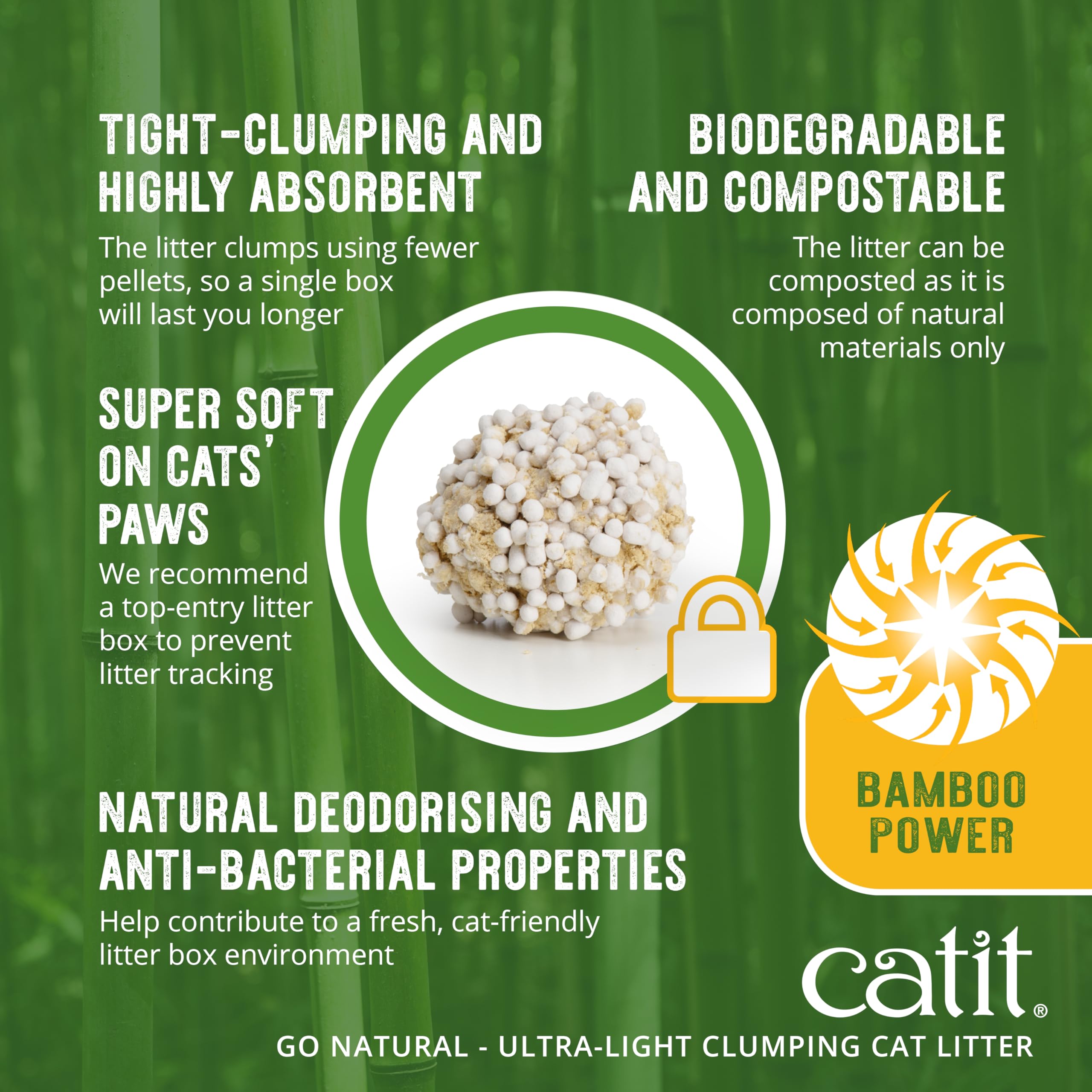 Catit Go Natural, Klumpendes Katzenstreu aus Bambus, Vanilleduft 3,6kg | 99% staubfrei. Schnell klumpendes Streu. Ultraleicht auf pflanzlicher Basis.