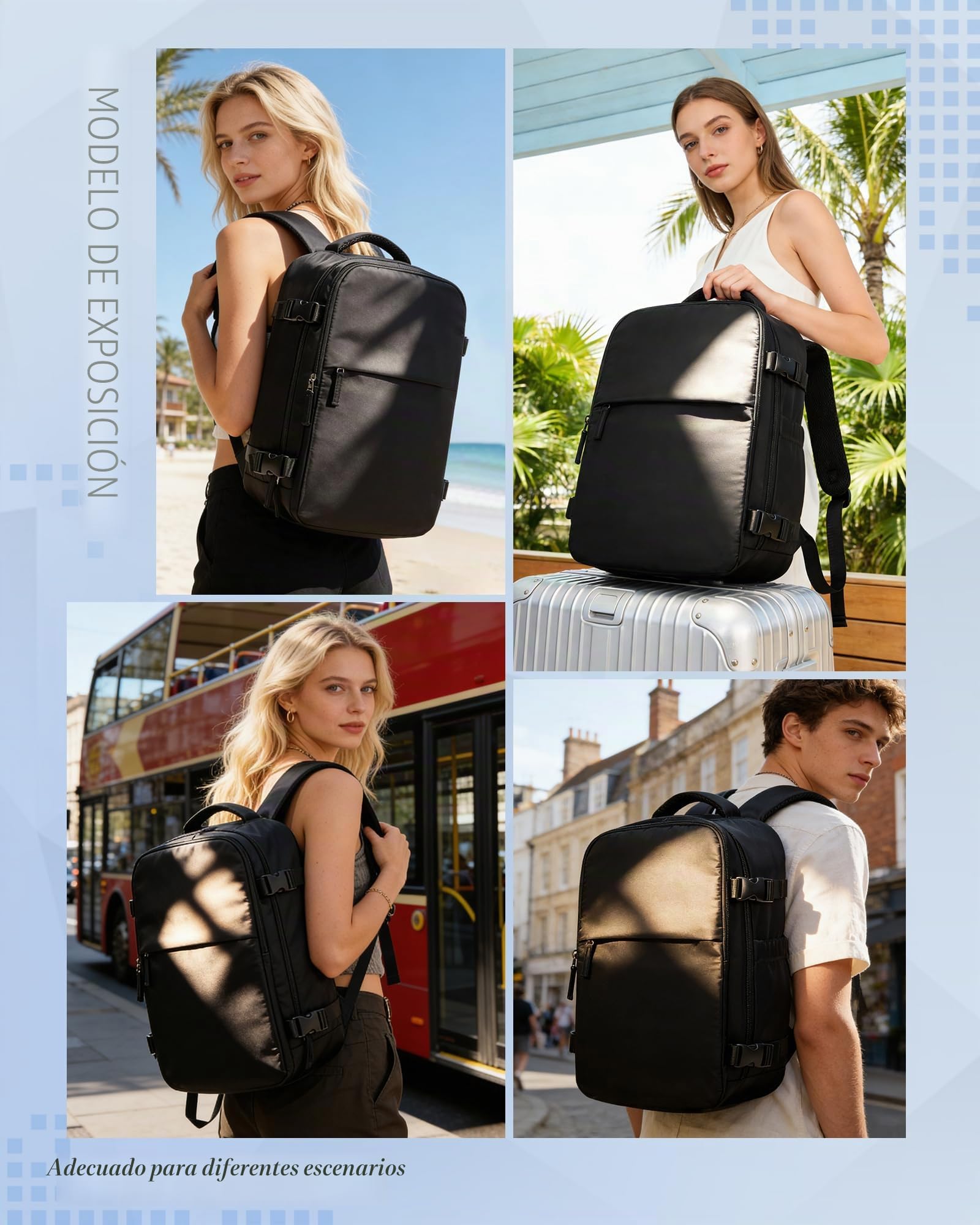 SEAFEW Mochilas de Vacío con Bomba Mochila Viaje Cabina Avion para Easyjet Bolsa de Cabina Equipaje de Mano Mochila de Senderismo Impermeable Cabina Mochila,F01-Negro