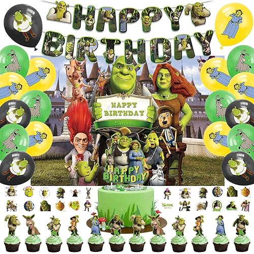 83PCS Birthday Party Supplies and Decorations for Kids, Serves 10 Guests with Backdrop, Banner, Cake Topper, Cupcake Toppers, Balloons, Stickers