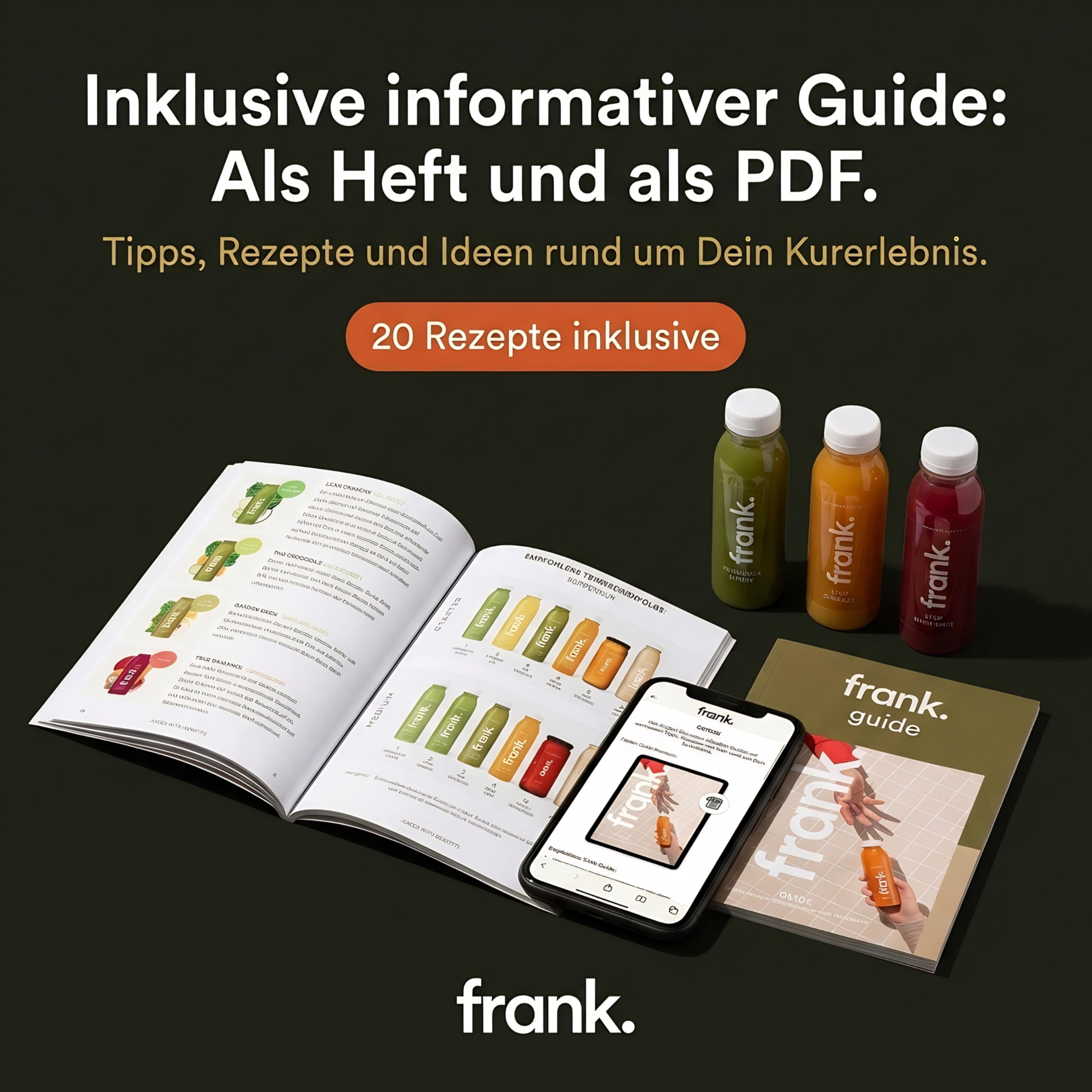 Frank Juice Saftkur 3 Tage | 18 x 330ml Säfte + 3 x 60ml Bio Ingwer shot | Direktsaft kaltgepresst Vegan | ideale Fastenkur aus frischem Obst & Gemüse | Premium Qualität (inkl. 4,50€ Einweg Pfand)