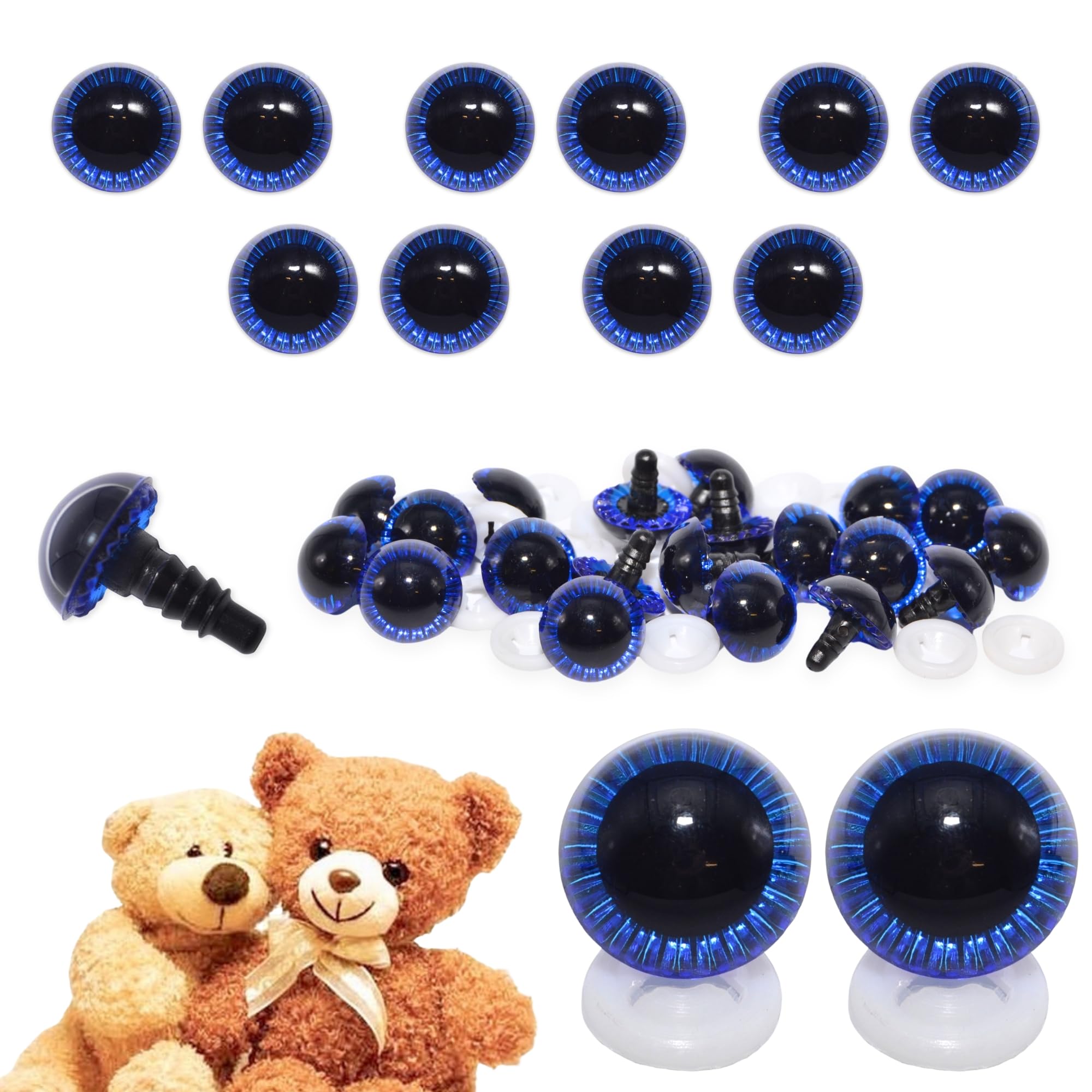 celloexpress 19mm Blue Owl Eyes with Plastic Backs - Safety Eyes for Soft Toy Teddy Bear Animal Making (Pack of 5 Pairs)