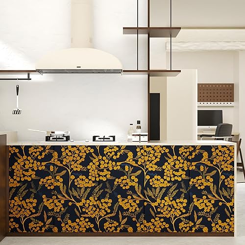 Miniatura 7 de Papel tapiz bohemio de hojas para despegar y pegar para cocina, papel de contacto floral vintage, impermeable, autoadhesivo, papel de pared floral