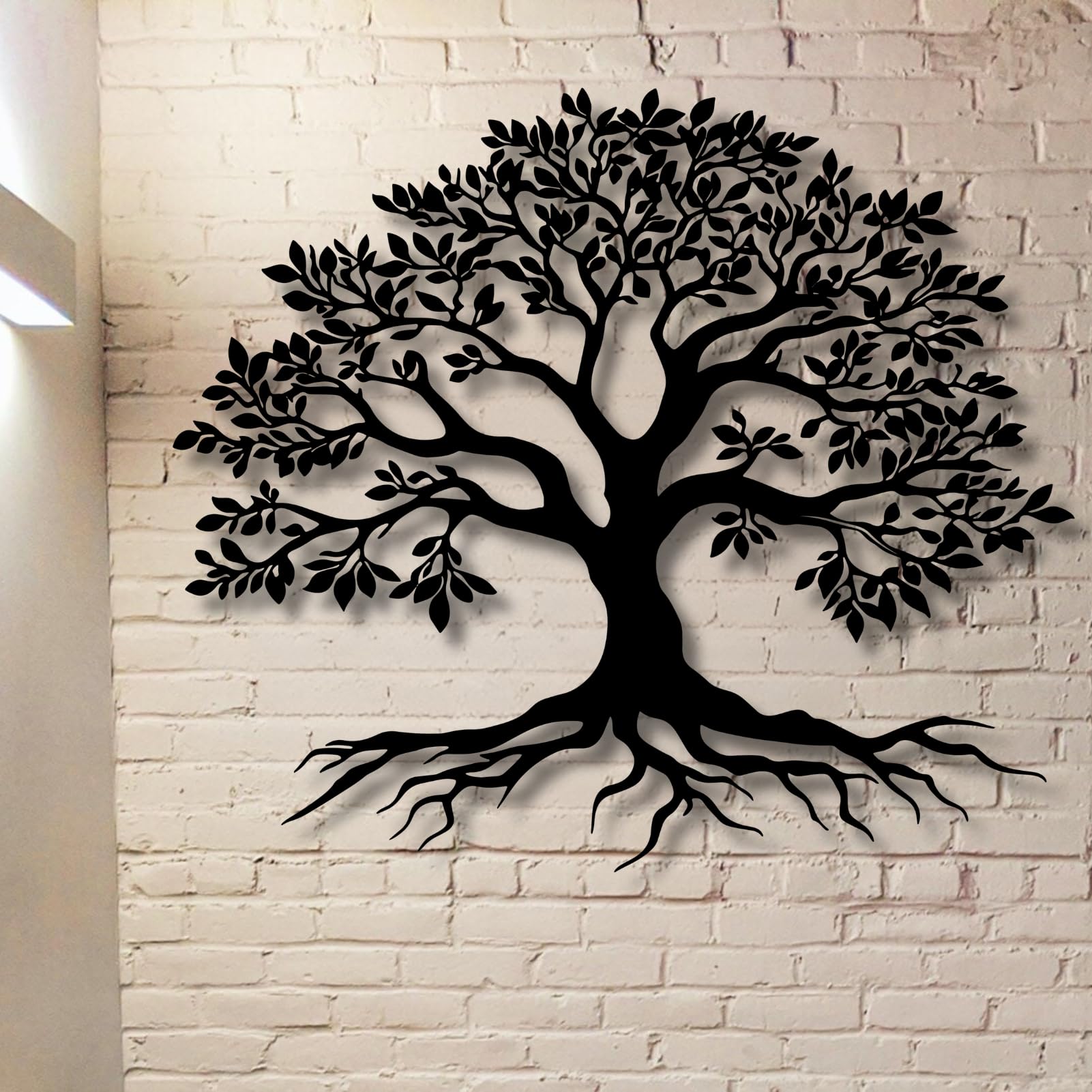 Árbol de la Vida, Arte de Metal 3D, decoración de Pared Grande, Letrero para Sala de Estar, Dormitorio, Interior, Exterior, jardín, hogar (Negro, 47 x 41 cm)