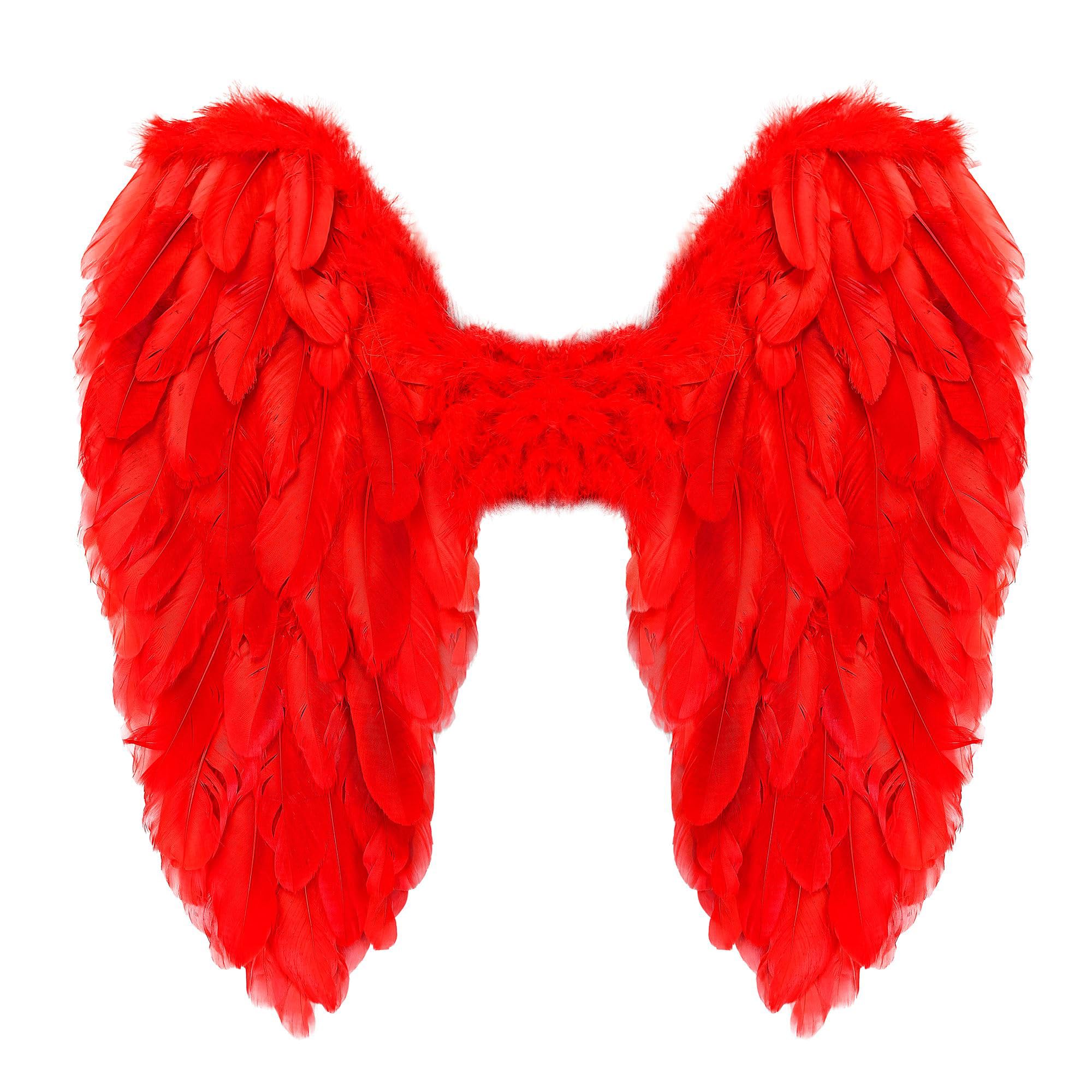 W WIDMANN MILANO Party Fashion 12192 Flügel mit Federn Wings with Feathers, red, 50 x 50 cm