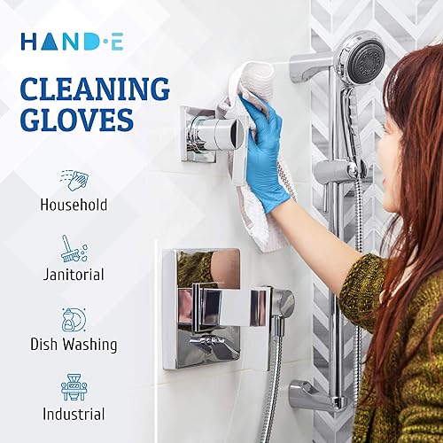 Miniatura 4 de HandE Touch - Guantes desechables de nitrilo gris, sin polvo, sin látex, Azul