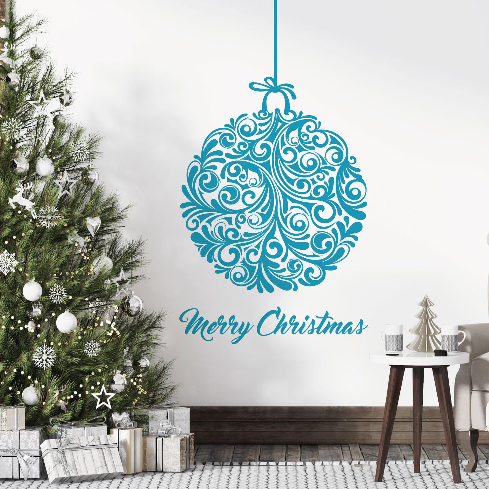 Christmas Tree Swirl Ball - Merry Christmas Wall Sticker [Ball] [Sky]