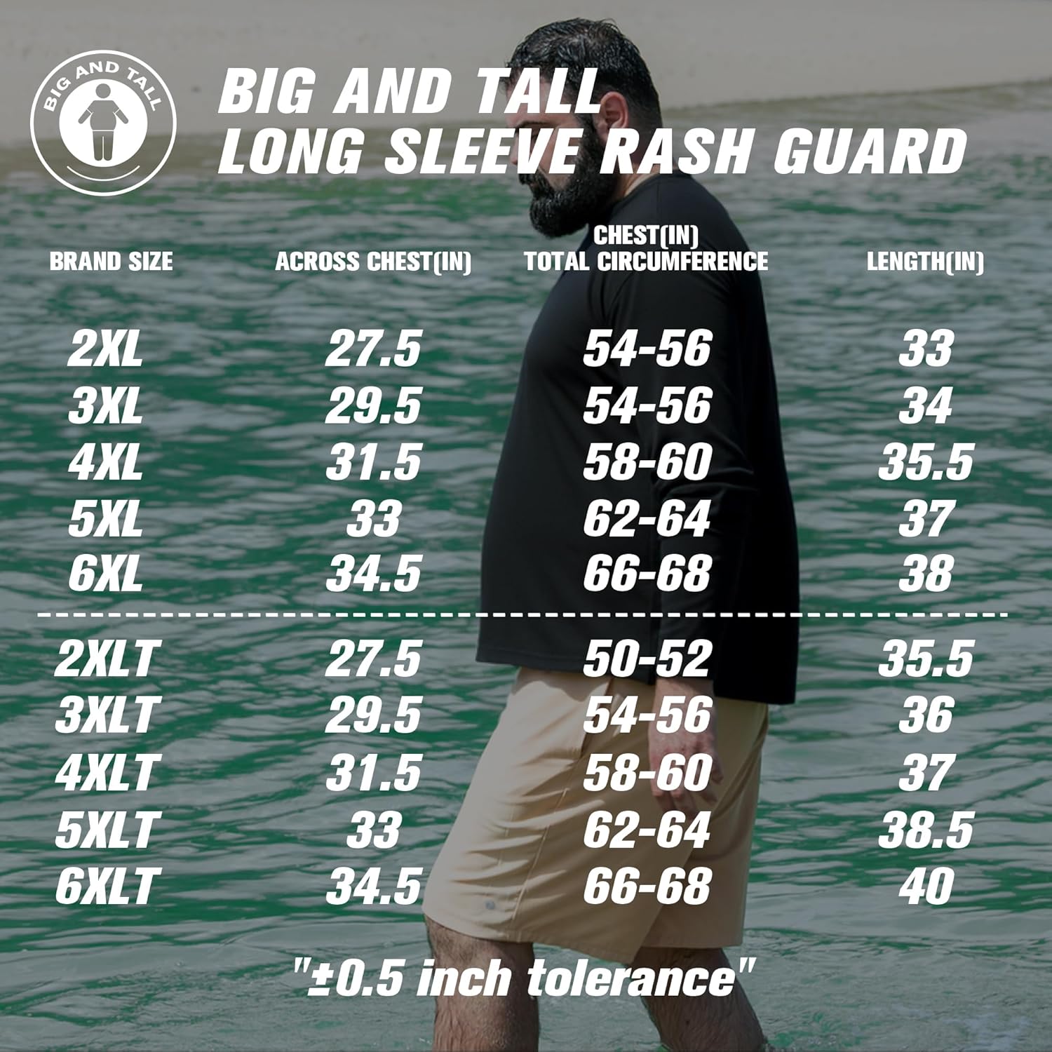 BRISIRA Mens Big and Tall UPF 50+ Sun Protection Shirts Cooling Rash Guard Long Sleeve Lightweight Quick Dry Fishing Running - Image 6