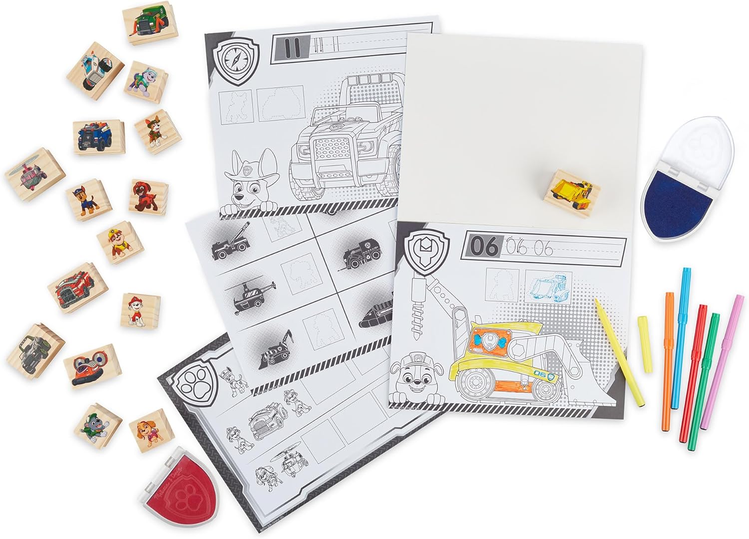 Melissa & Doug PAW Patrol Wooden Stamps Activity Set with Markers, Activity Pad (25 Pieces)
