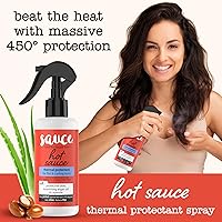 Vista 2 de SAUCE BEAUTY Spray protector térmico para el cabello (8 onzas líquidas) Spray protector térmico para salsa picante con aceite de argán, aloe