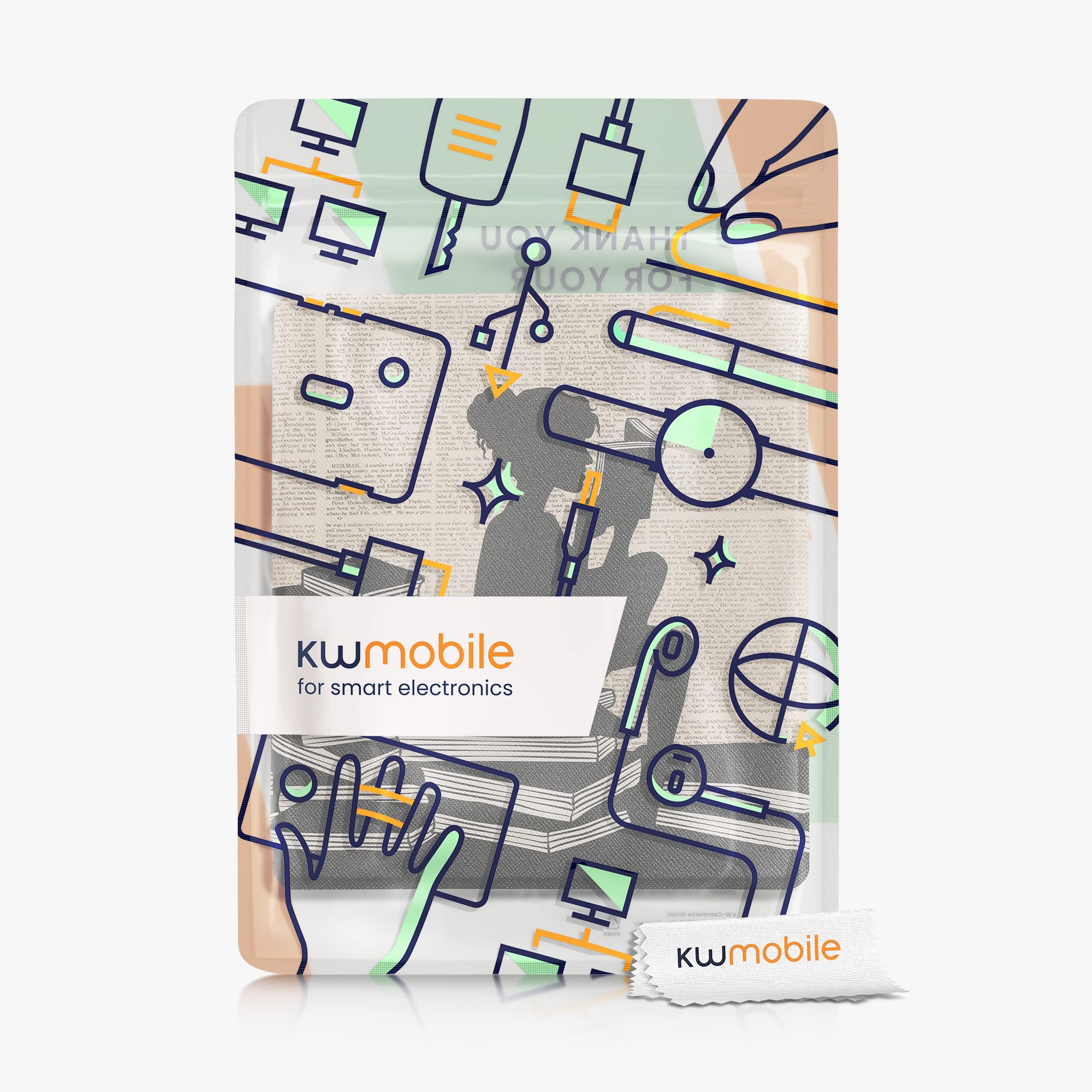 kwmobile Étui Compatible avec Amazon Kindle Oasis 10. Generation Coque - Étui à Rabat magnétique Tablette eReader Similicuir - Noir-Beige