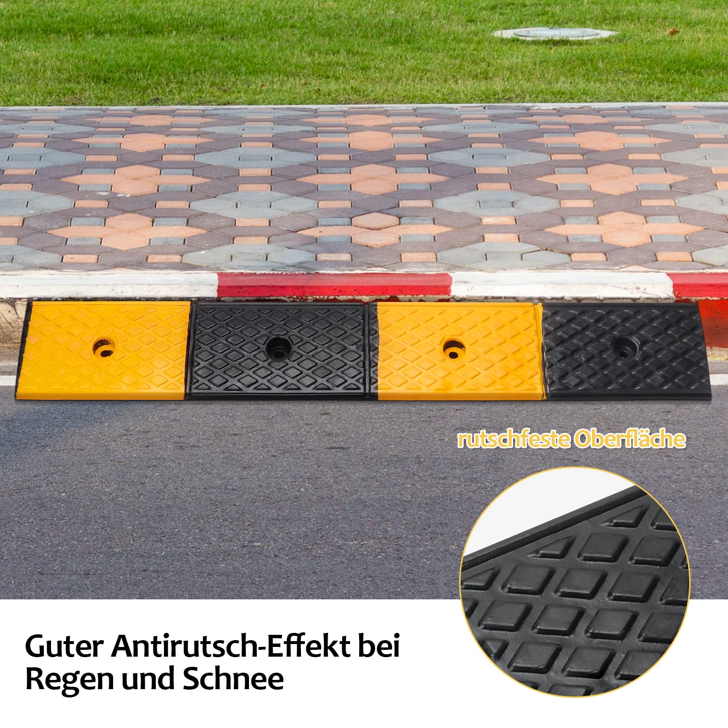 Rampa de bordillo de goma de 5 cm para automóviles, umbrales de puerta
