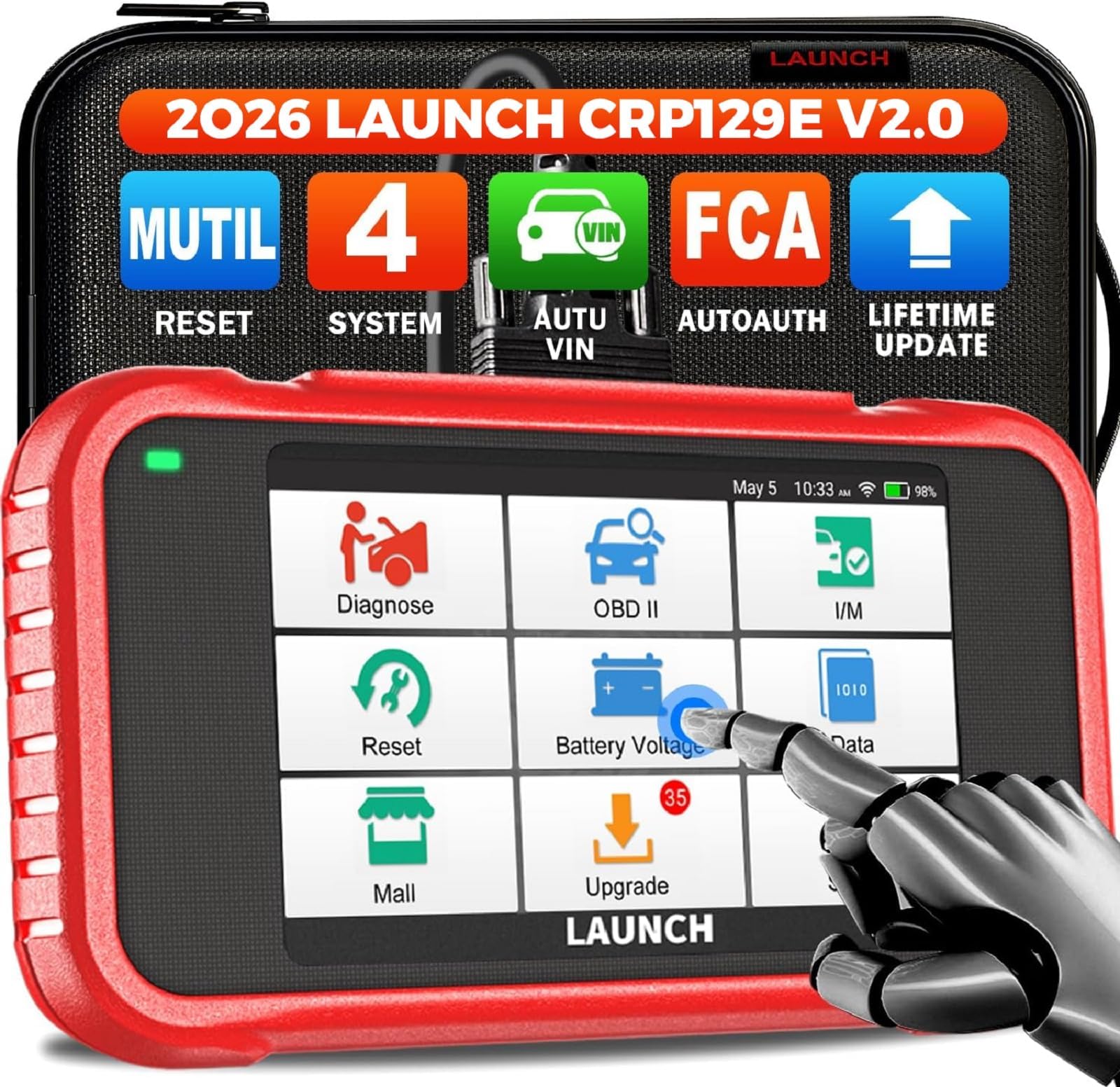 OBD2 Scanner -CRP129E Scan Tool for Eng ABS SRS TCM Code Reader, Oil/EPB/TPMS/SAS/Throttle Body Reset Car Diagnostic Tool with Carry Bag, AutoVIN, WiFi Update, Upgraded of CRP129 2020 New Ver.