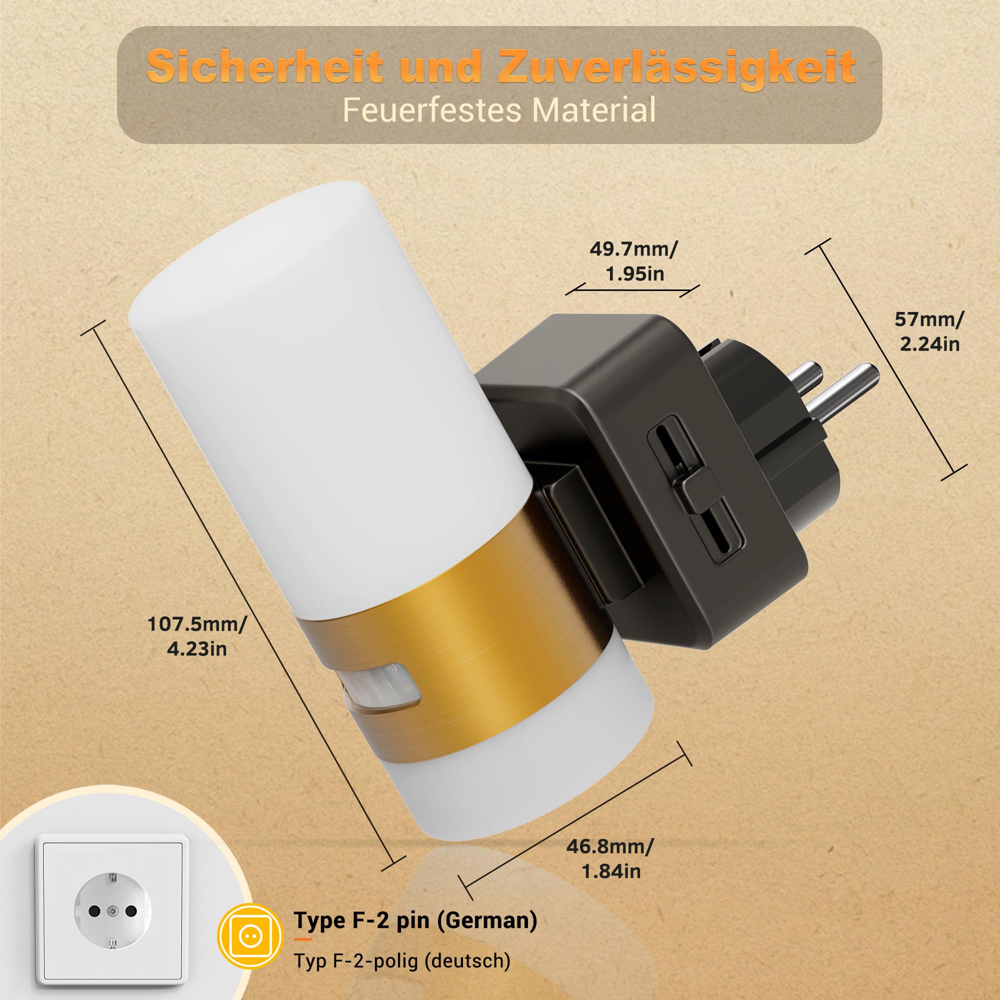 JandCase Nachtlampje met bewegingsmelder, nachtlampje voor kinderen, dimbaar, 3 modi (auto/on/off), 3000 K warmwit, stekkerlicht, led-stopcontact voor kinderkamer, slaapkamer, gang, keuken, 1 stuk