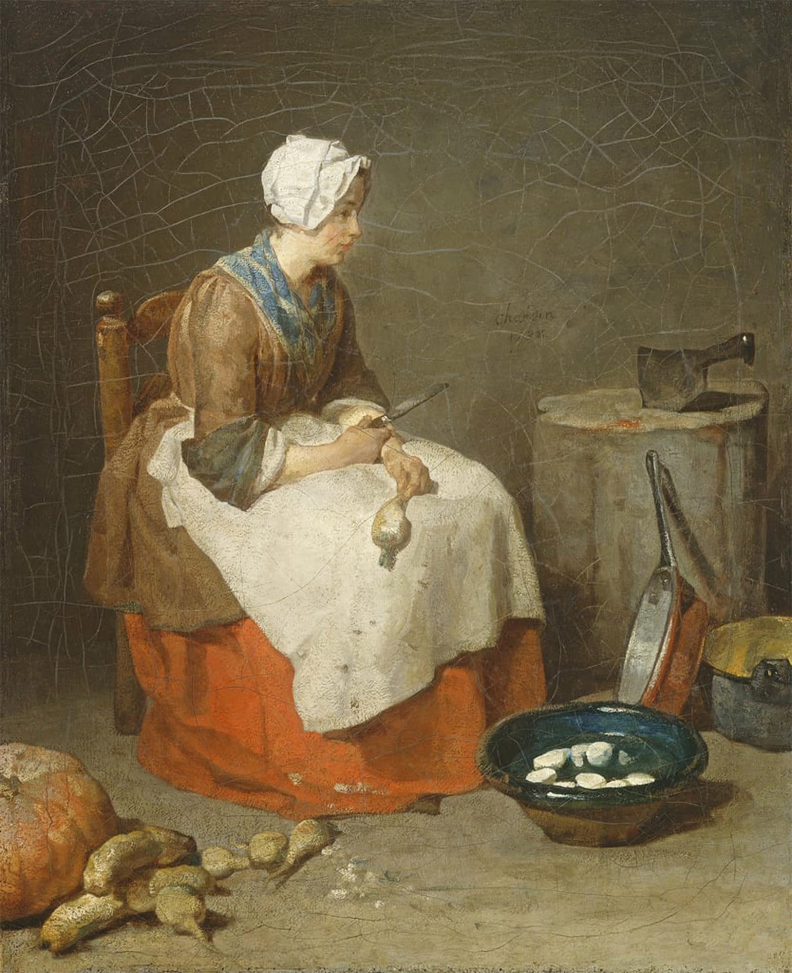 SERENDIPITP Vintage Picture Print on Canvas Wall Art Poster the Kitchen Maid by Jean Baptiste Simeon Chardin Artwork Print Poster for Wall Decor 60x90cm