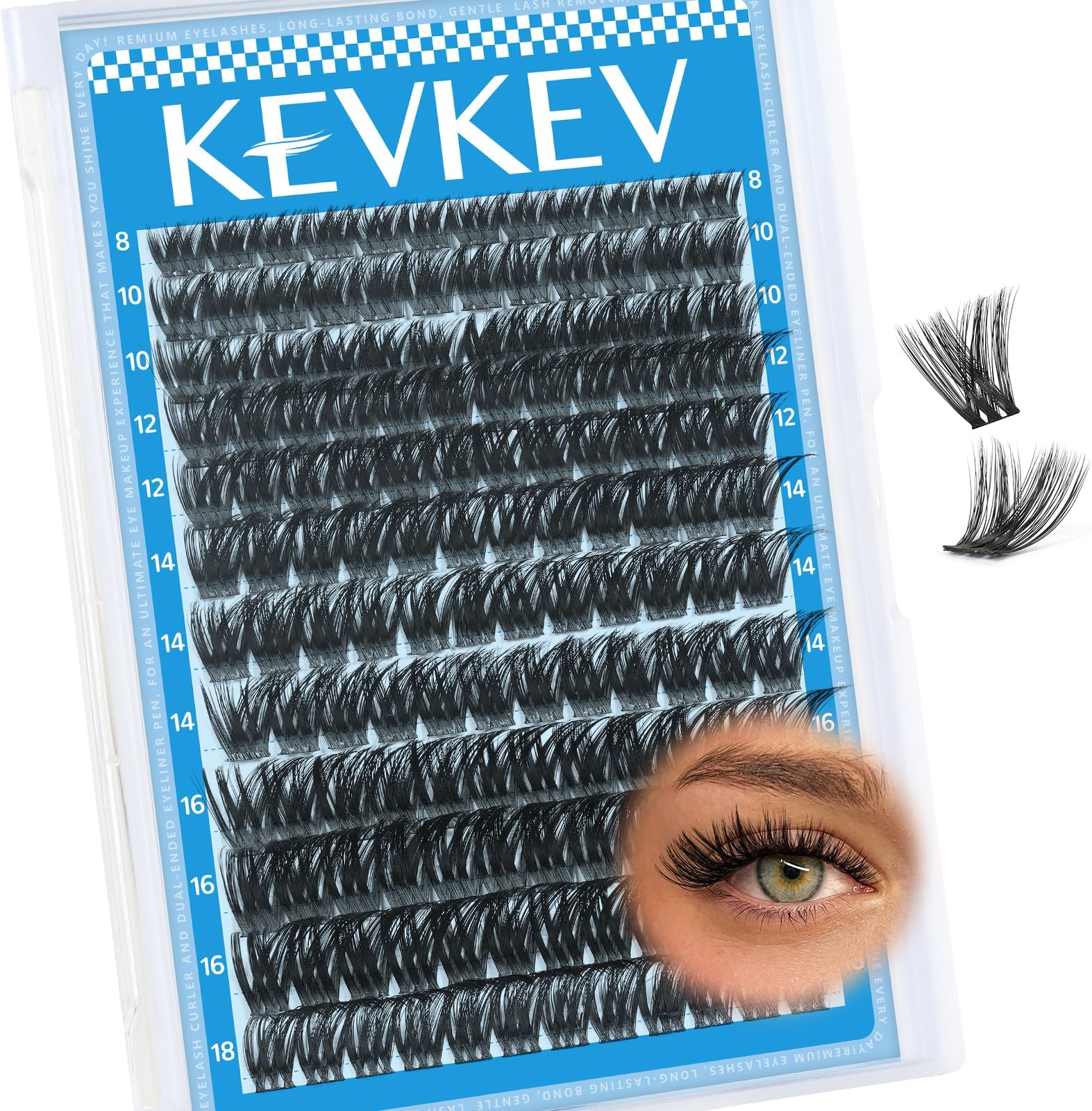 Lash Clusters 144 Pcs Eyelash Clusters Wispy Natural Cluster Eyelash Extension Thin Band & Soft Mix Length Lashes DIY Lash Extensions at Home Easy to Apply(Cirrus,8-18mix)