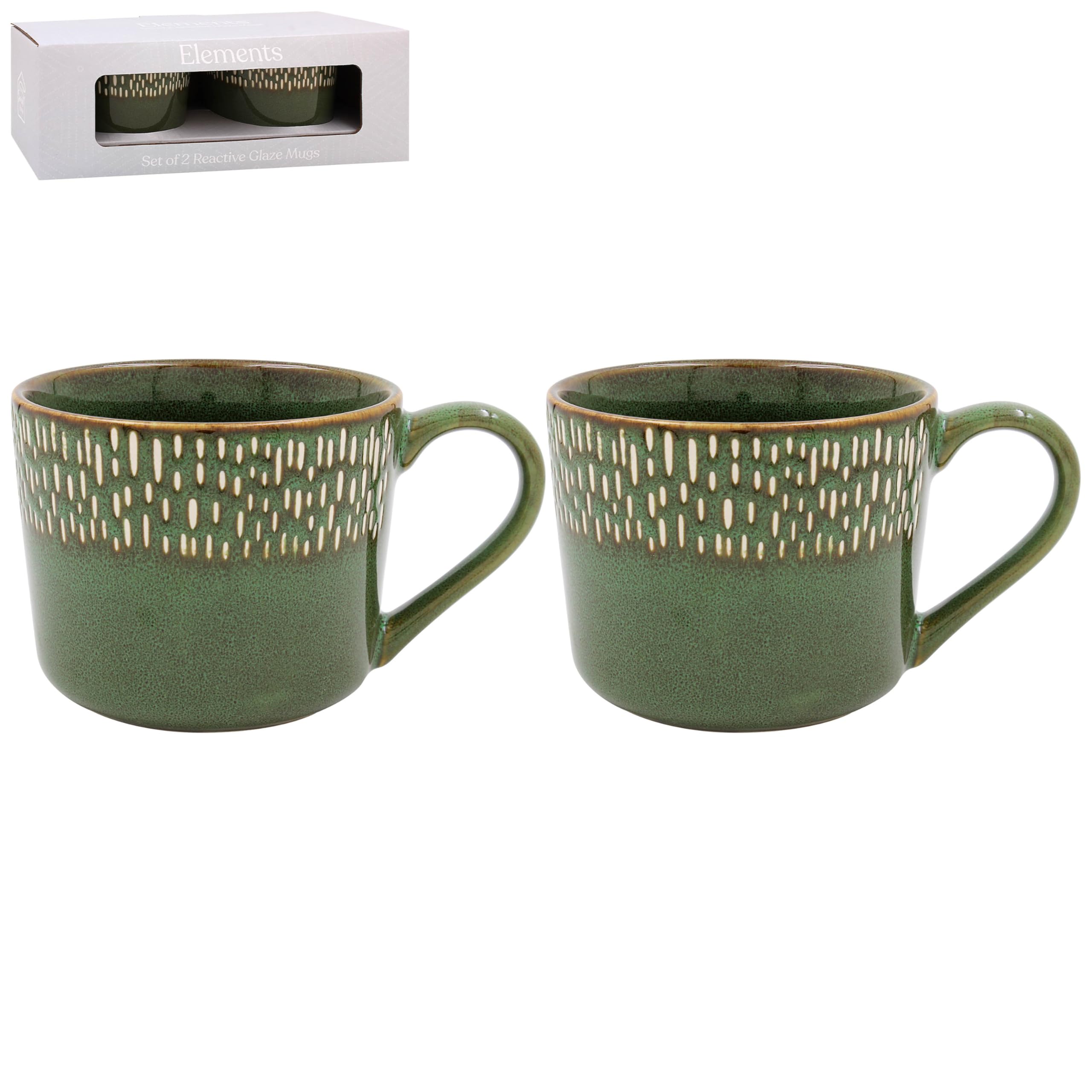 Lesser & Pavey Elements Reactive Glaze Mug Set of 2 | Stylish Large Coffee & Tea Cups | Artisan Glazed Drinkware | Everyday Cappuccino, Latte & Espresso Mugs Gift Set