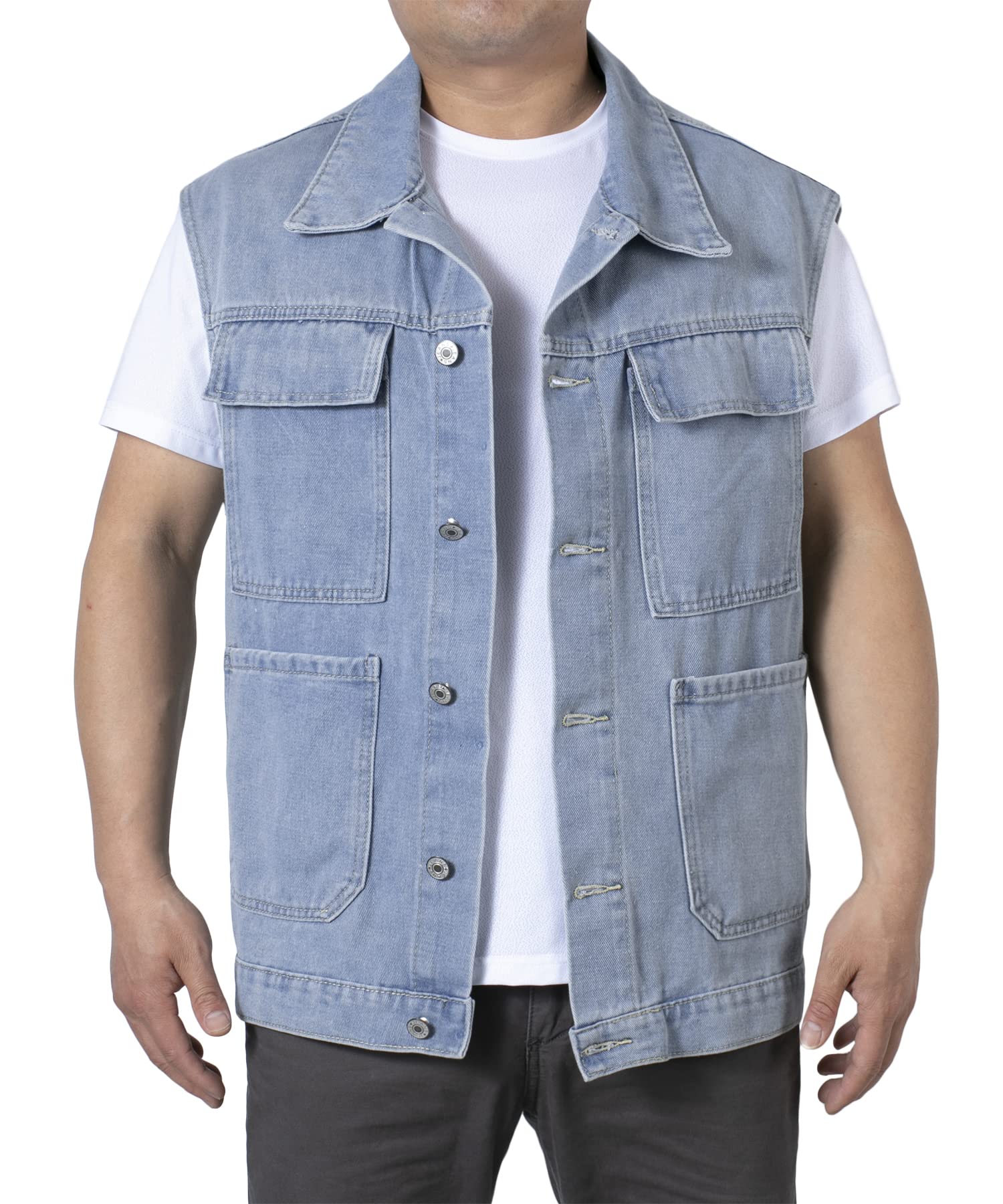 Gilet di Jeans da Uomo Senza Maniche Giacca Giubbotto Denim Retro Vintage Capispalla Streetwear alla Moda in Stile Casual Giacca da Moto Fotografia Caccia Giubbino da Lavoro
