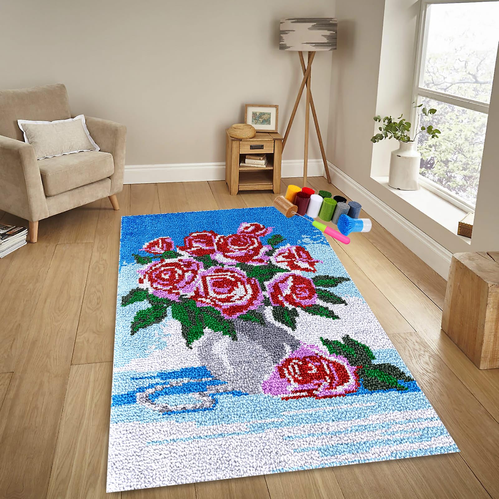 Zestaw haczyków zatrzaskowych dla dorosłych, zestaw do produkcji dywanów domowych, 130 x 150 cm zatrzask do dywanów, zestawy do haftu krzyżykowego, zestaw do robótek ręcznych szydełkowych
