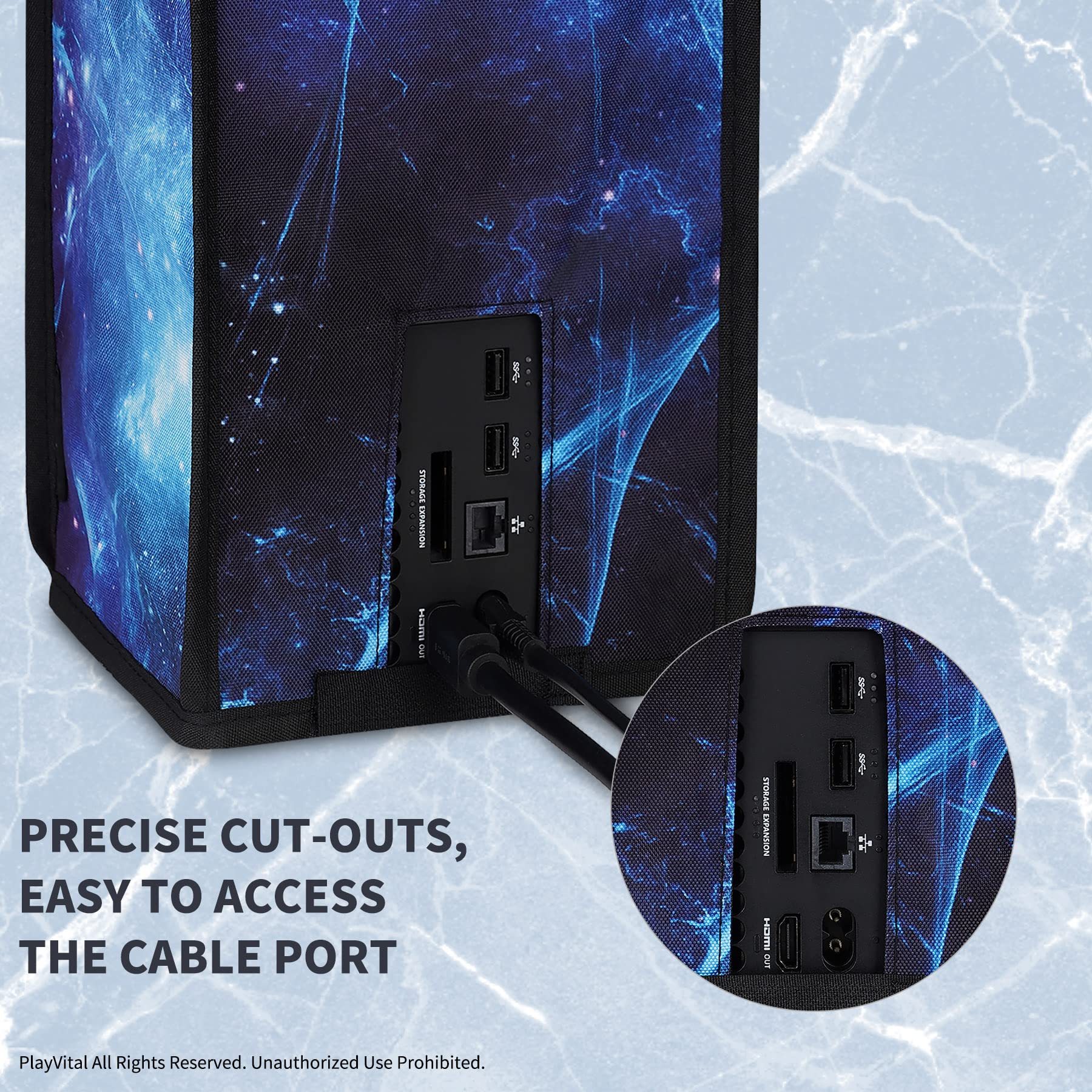 PlayVital Cover Copertura Antipolvere per Xbox Series X Console,Coperchio in Nylon Verticale Protettivo Impermeabile per Xbox Series X Console-Nebulosa Blu - 3