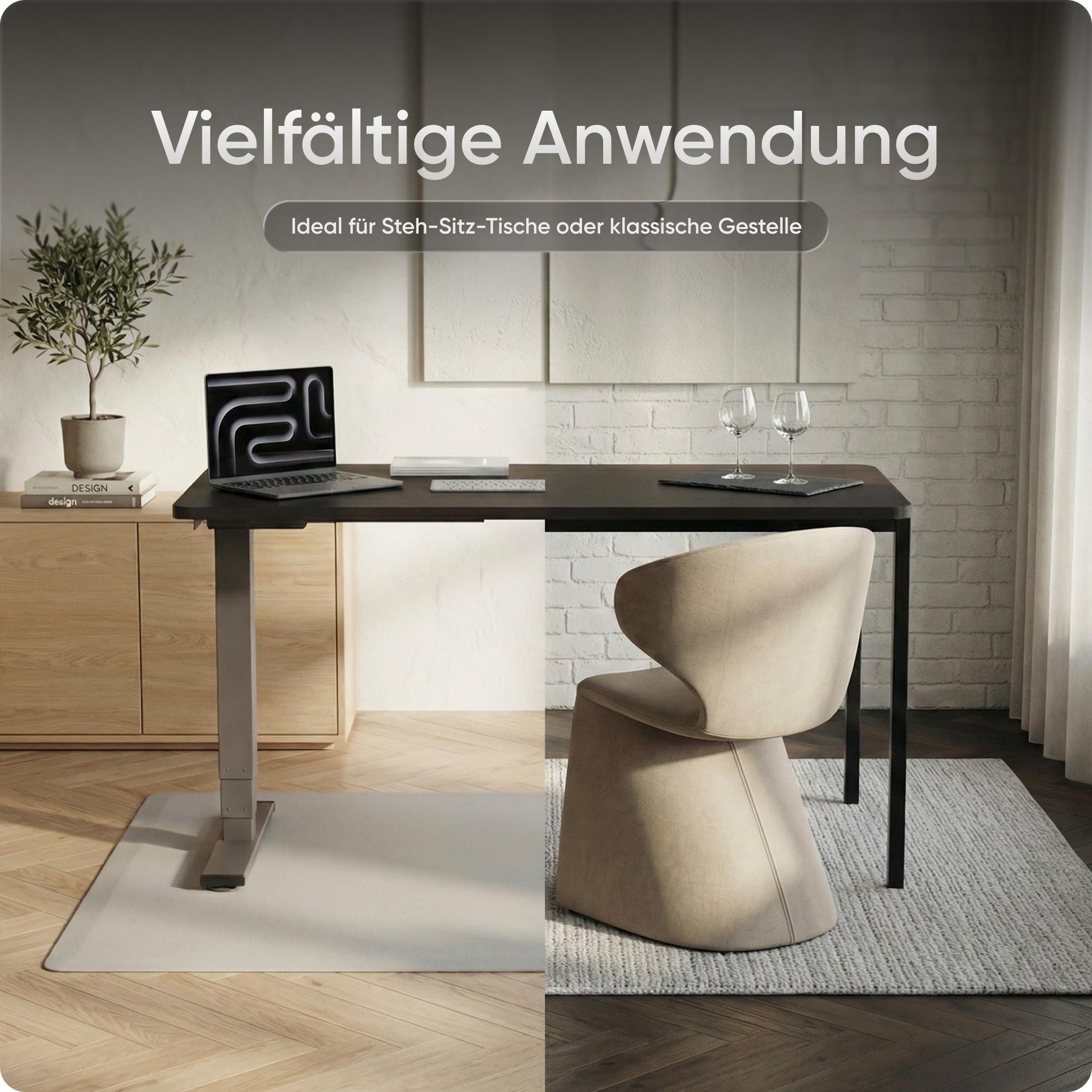 Tischplatte 180x80 cm (Schwarz) - Kratzfeste Schreibtischplatte 25 mm mit Melaminbeschichtung, langlebige und robuste Arbeitsplatte für höhenverstellbare Büro-Schreibtische und Esstische