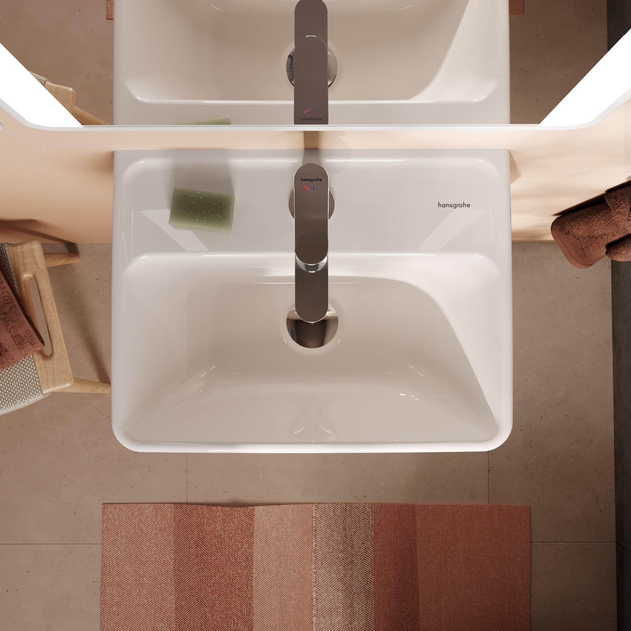 hansgrohe Xanuia Q - Handwaschbecken, kleines Waschbecken 450 x 340 x 105 mm mit Hahnloch und Überlauf, Waschbecken Gäste WC wandhängend, Weiß, 60130450