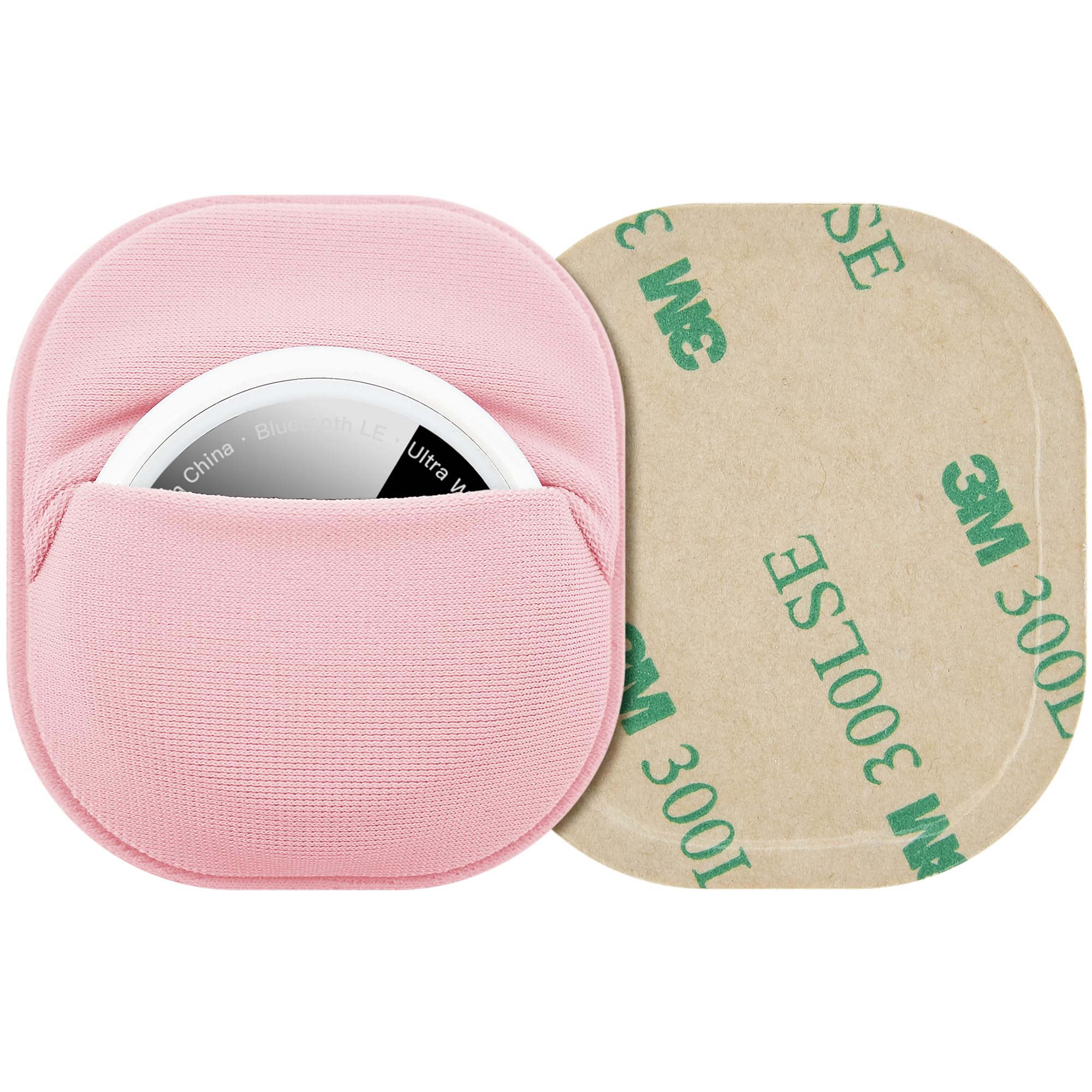 2 Pack for Airtag & Moto Tag Adhesive Mount, Fabric GPS Holder Case with 3M Adhesive Sticker Stick on Wallet/TV Remote/Car/Luggage Bags/Drones, Full